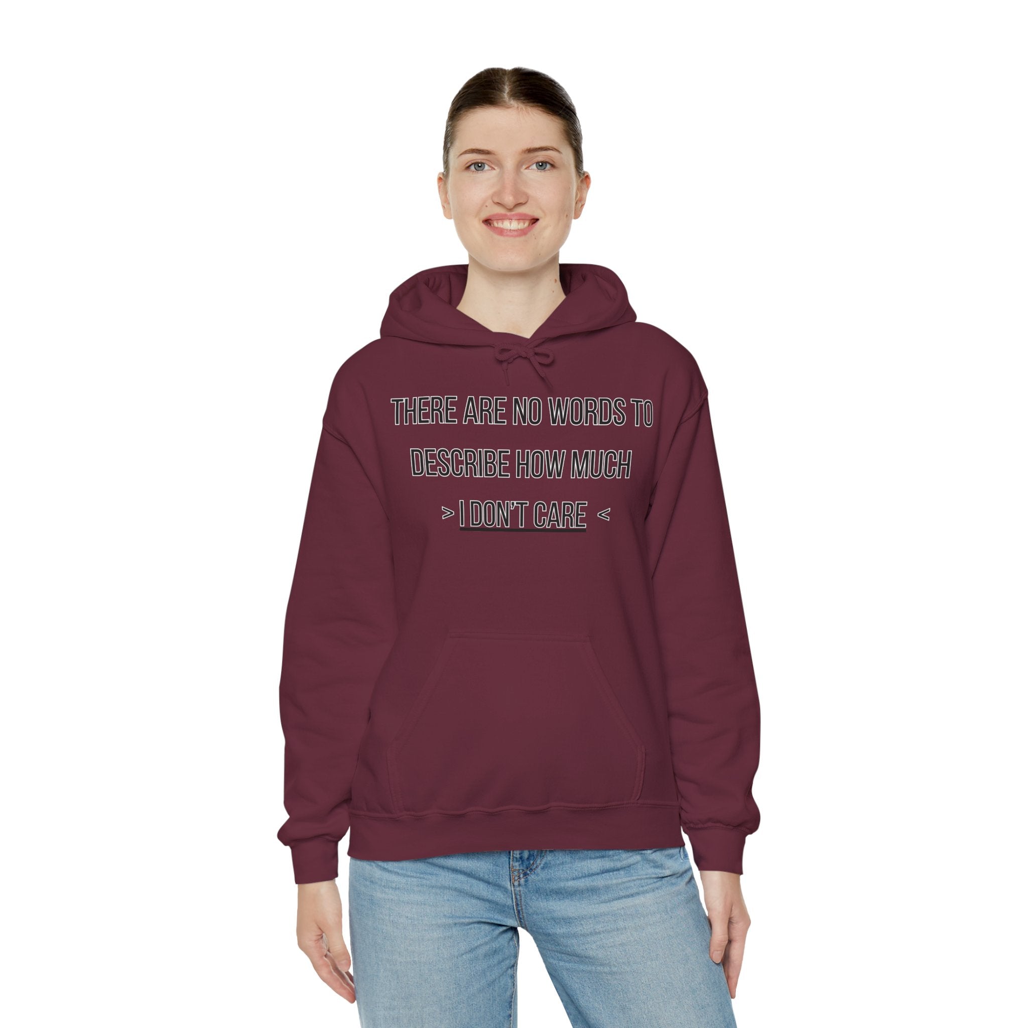 I Don't Care Hoodie | Unisex Heavy Blend Sweatshirt, Casual Wear, Gift for Friends, Cozy Fashion, Everyday Apparel