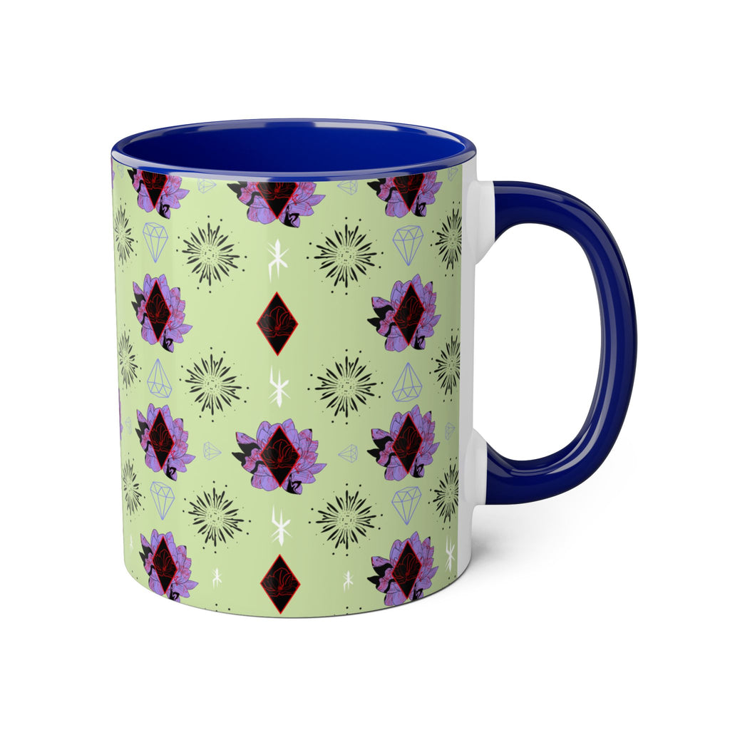 Geometric Floral Accent Mug — 11oz Decorative Coffee Cup