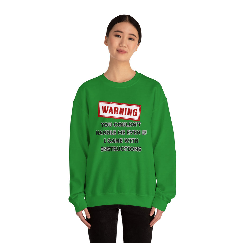 Warning Graphic Sweatshirt, Funny Crewneck for Laughter, Unisex Gift, Casual Style, Perfect for Everyday Wear