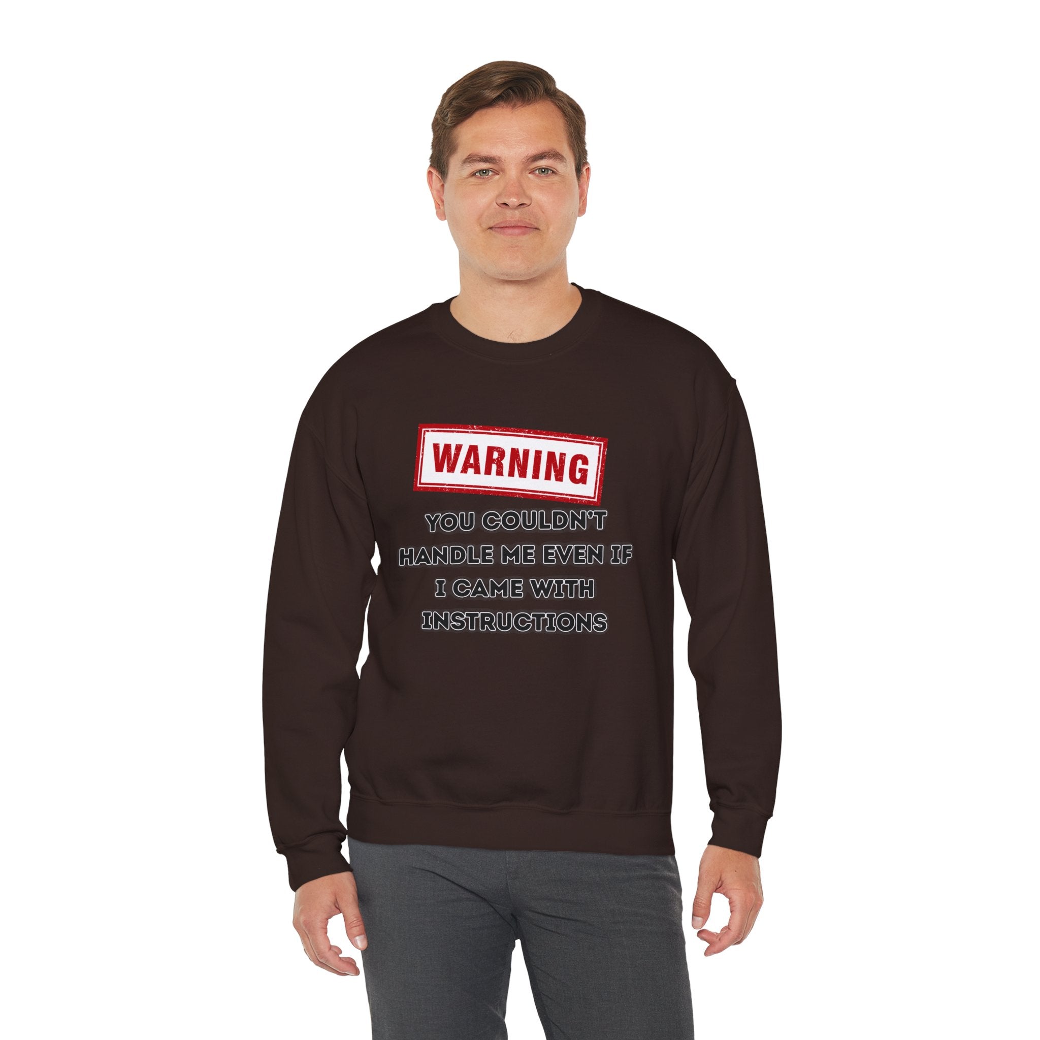 Warning Graphic Sweatshirt, Funny Crewneck for Laughter, Unisex Gift, Casual Style, Perfect for Everyday Wear