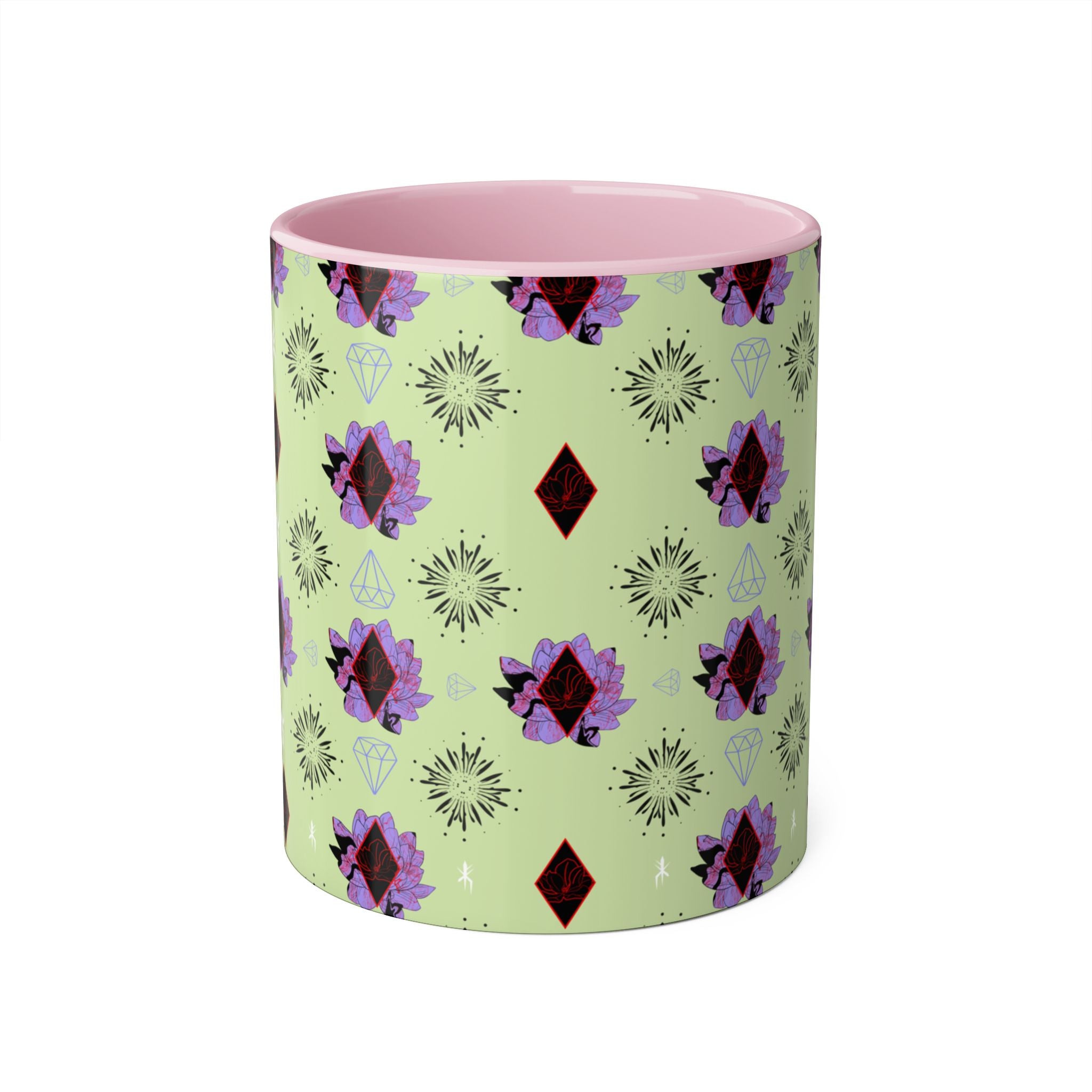 Geometric Floral Accent Mug — 11oz Decorative Coffee Cup