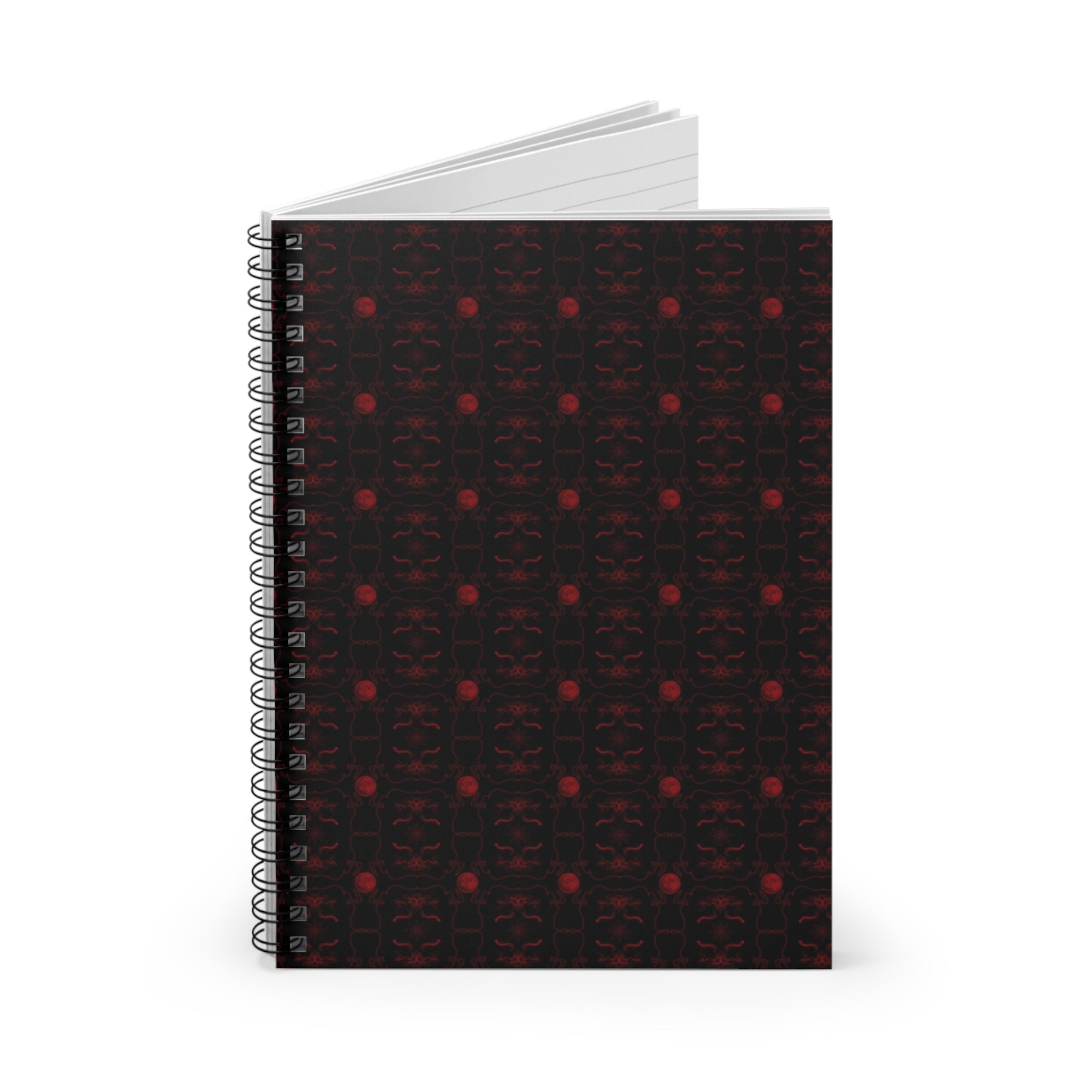 Dark Red Gothic Pattern Spiral Notebook — Ruled Journal for Notes & Ideas