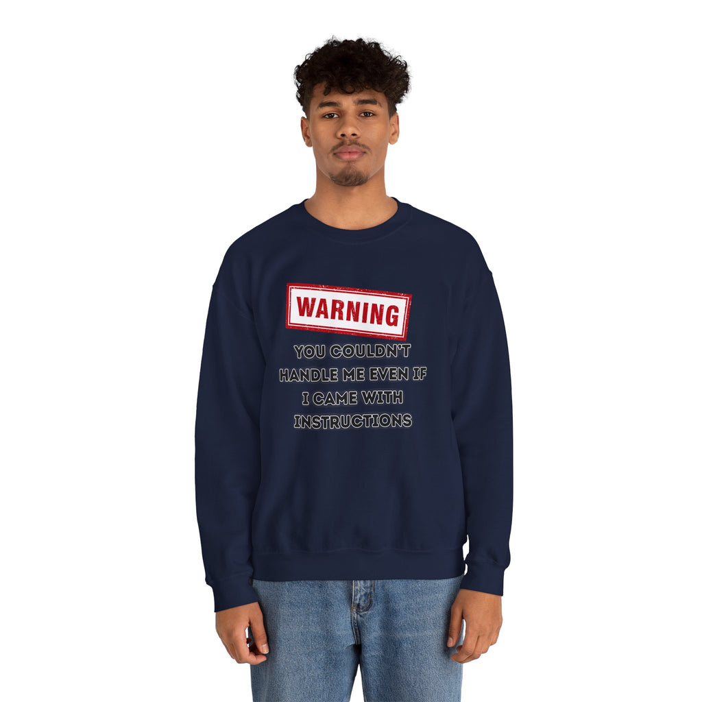 Warning Graphic Sweatshirt, Funny Crewneck for Laughter, Unisex Gift, Casual Style, Perfect for Everyday Wear