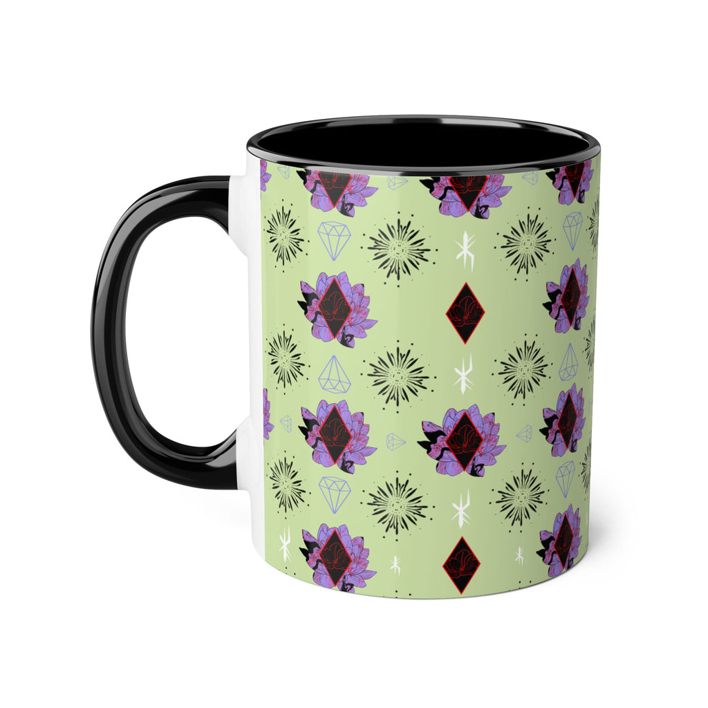 Geometric Floral Accent Mug — 11oz Decorative Coffee Cup