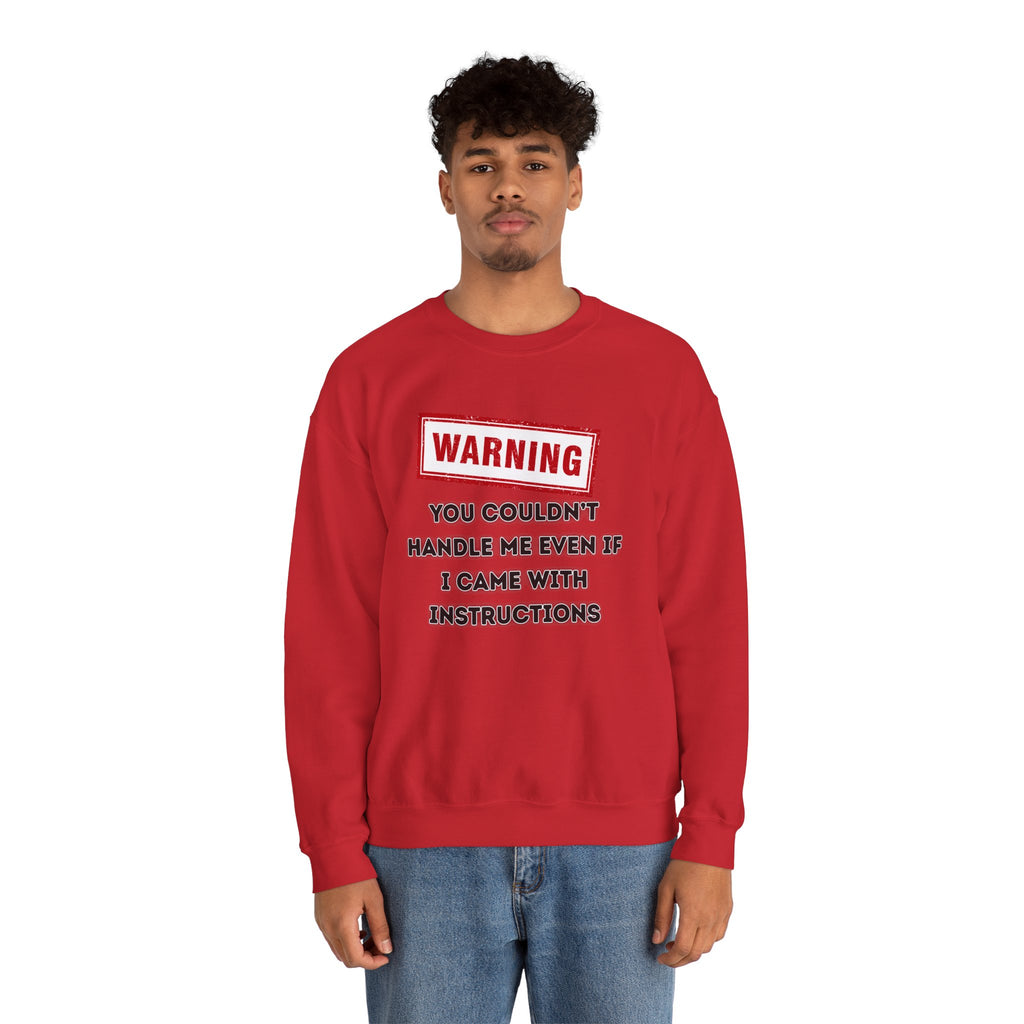 Warning Graphic Sweatshirt, Funny Crewneck for Laughter, Unisex Gift, Casual Style, Perfect for Everyday Wear