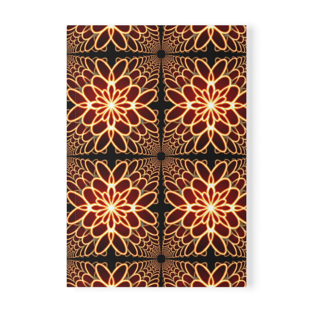 Floral Notebook — Warm Gold & Burgundy Patterned Softcover Journal