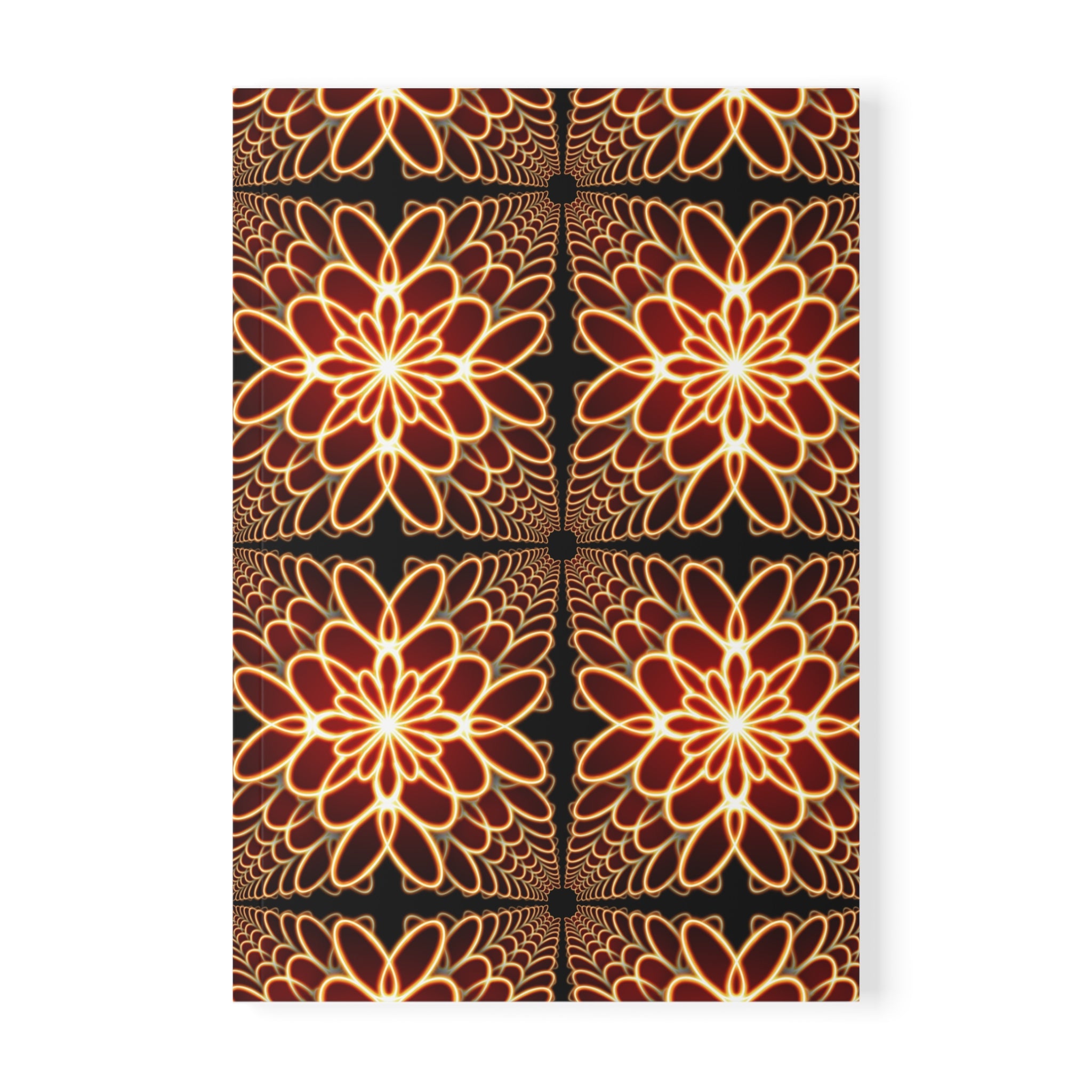 Floral Notebook — Warm Gold & Burgundy Patterned Softcover Journal