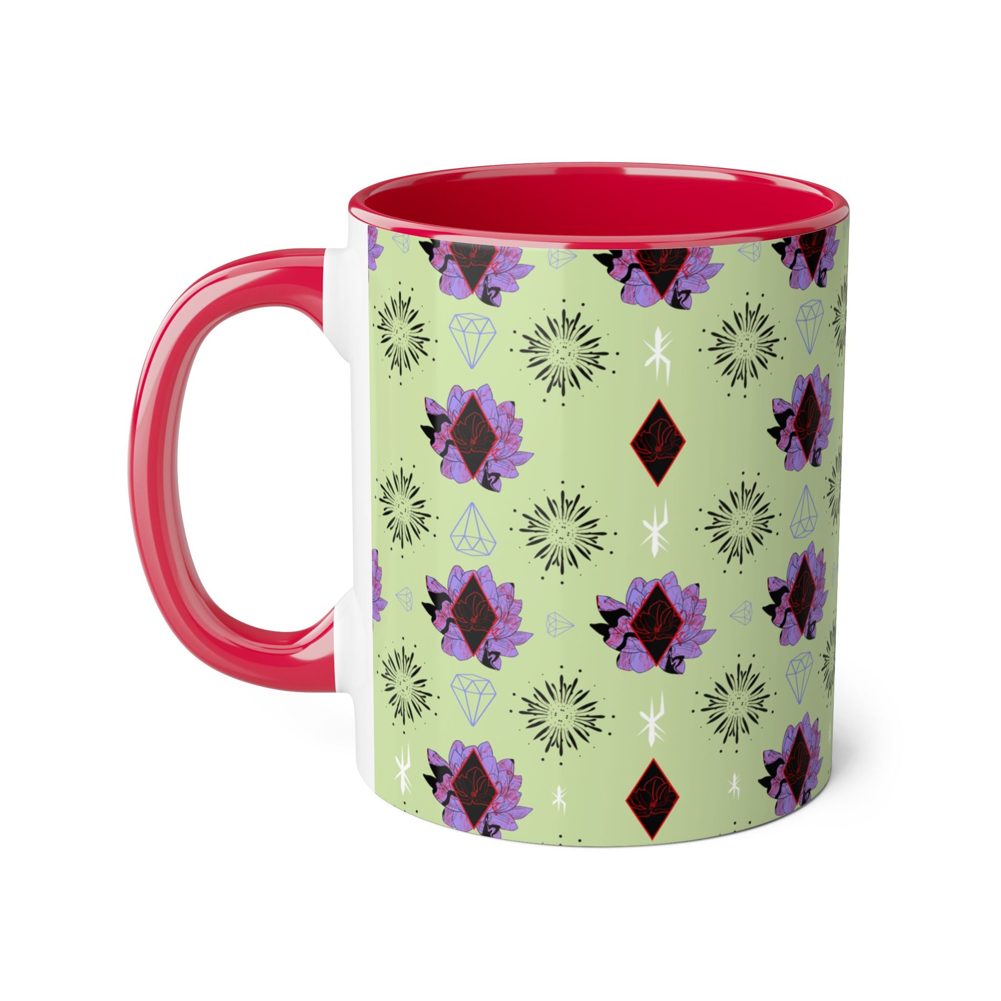 Geometric Floral Accent Mug — 11oz Decorative Coffee Cup