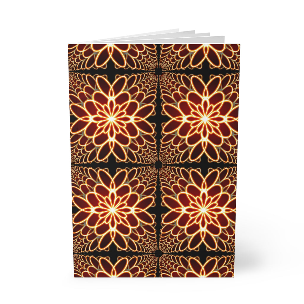 Floral Notebook — Warm Gold & Burgundy Patterned Softcover Journal