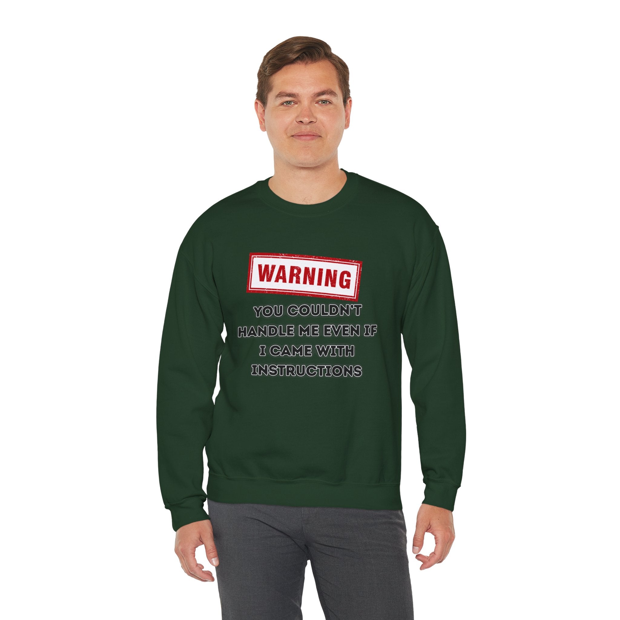 Warning Graphic Sweatshirt, Funny Crewneck for Laughter, Unisex Gift, Casual Style, Perfect for Everyday Wear