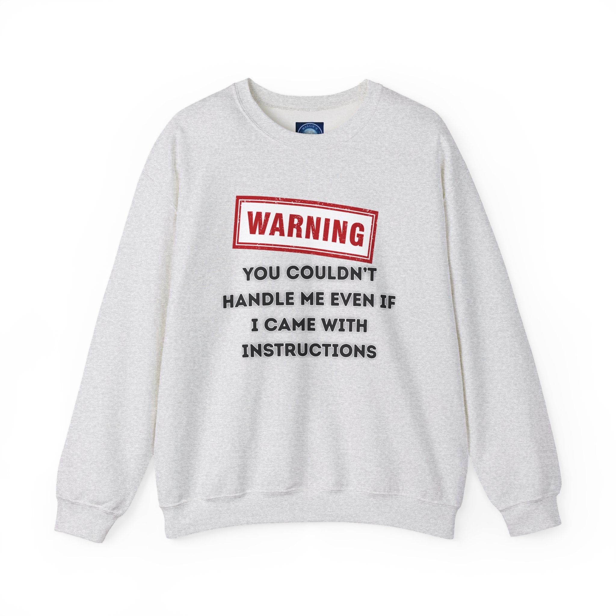 Warning Graphic Sweatshirt, Funny Crewneck for Laughter, Unisex Gift, Casual Style, Perfect for Everyday Wear