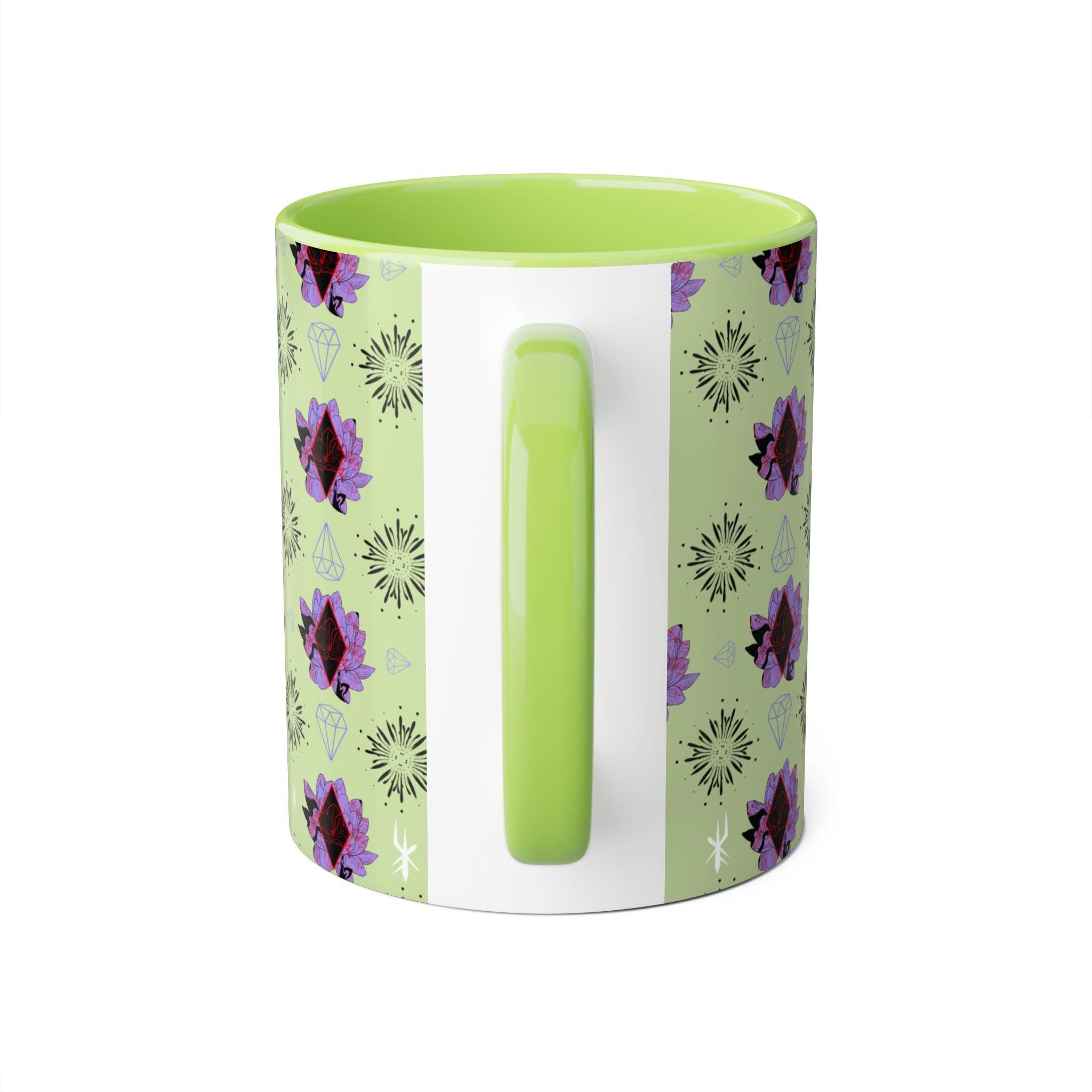 Geometric Floral Accent Mug — 11oz Decorative Coffee Cup