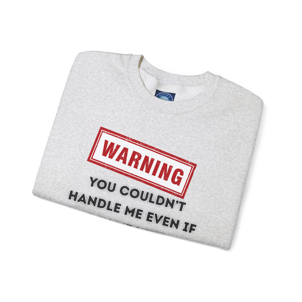 Warning Graphic Sweatshirt, Funny Crewneck for Laughter, Unisex Gift, Casual Style, Perfect for Everyday Wear