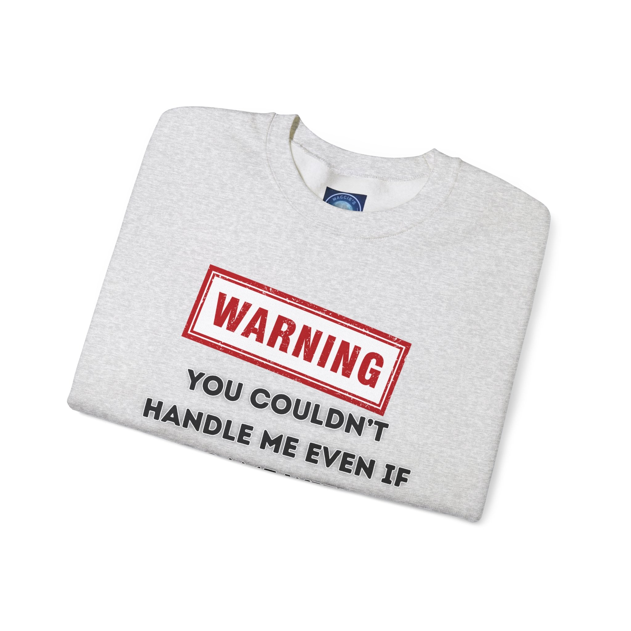 Warning Graphic Sweatshirt, Funny Crewneck for Laughter, Unisex Gift, Casual Style, Perfect for Everyday Wear