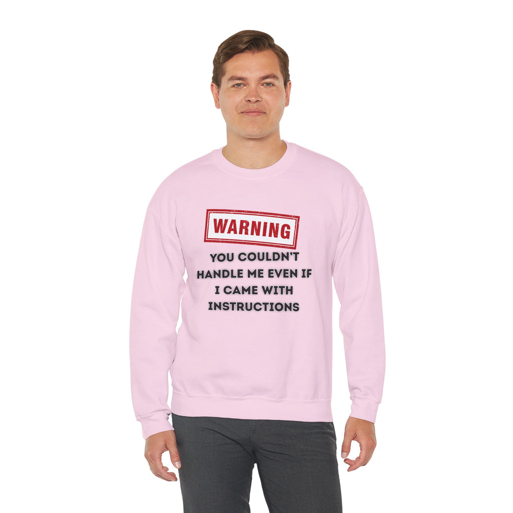 Warning Graphic Sweatshirt, Funny Crewneck for Laughter, Unisex Gift, Casual Style, Perfect for Everyday Wear