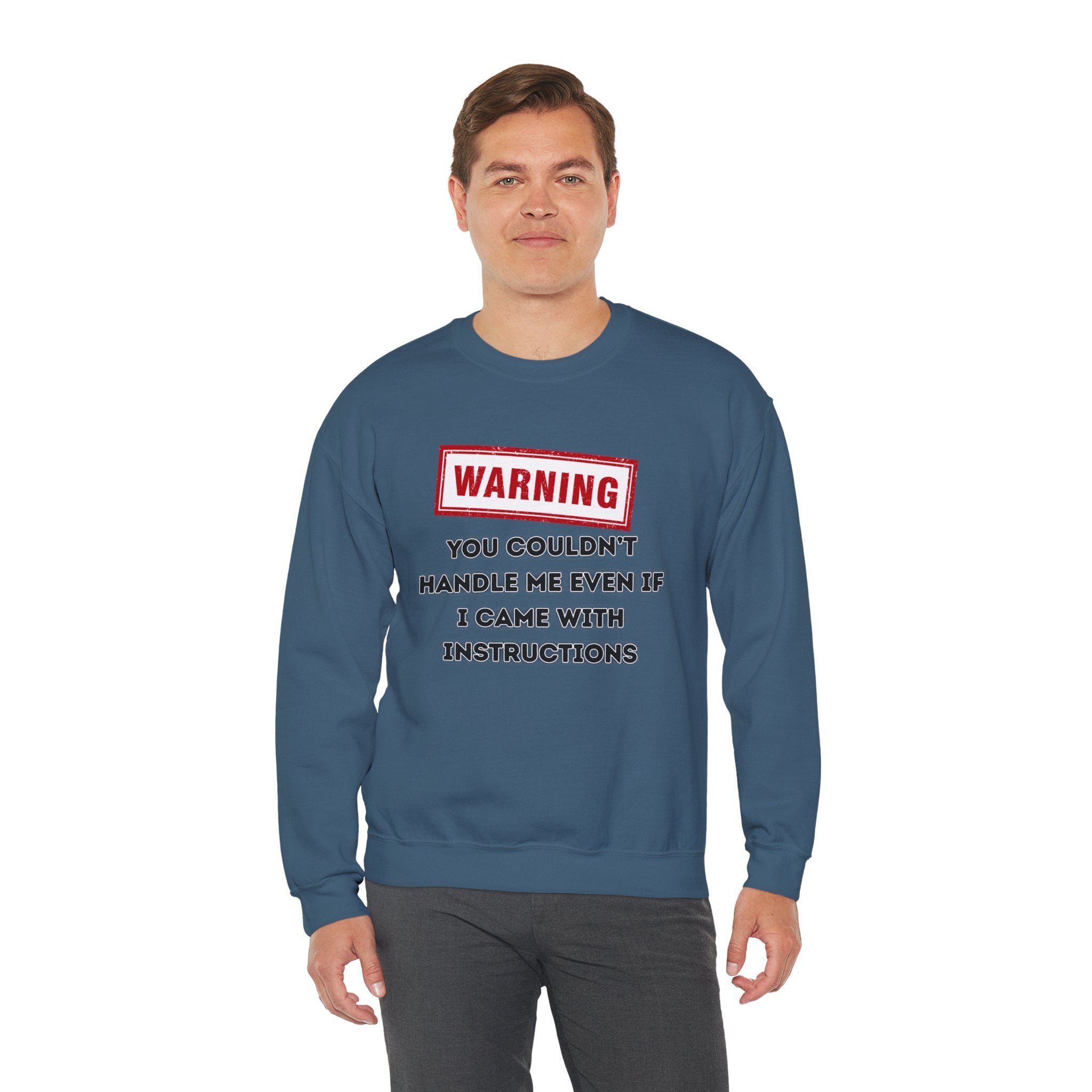 Warning Graphic Sweatshirt, Funny Crewneck for Laughter, Unisex Gift, Casual Style, Perfect for Everyday Wear