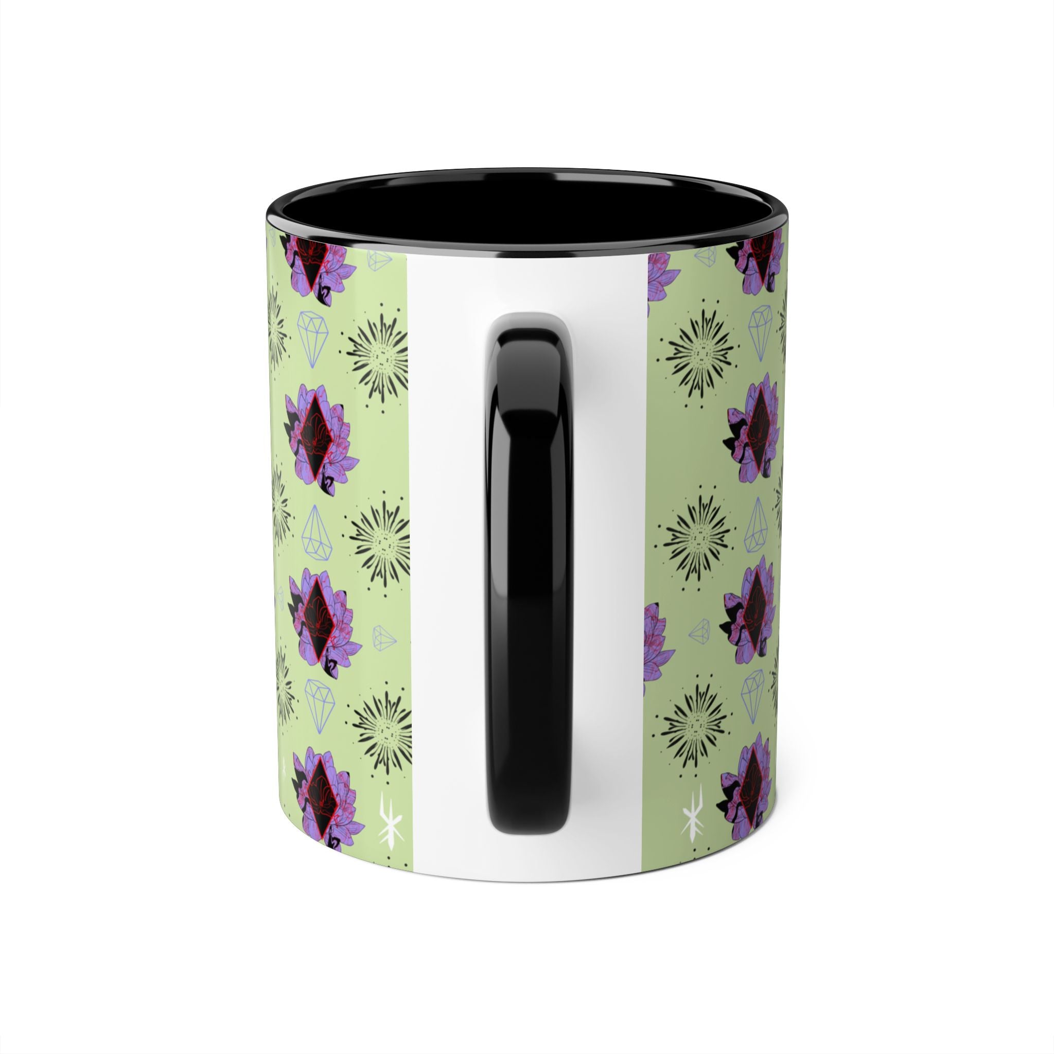 Geometric Floral Accent Mug — 11oz Decorative Coffee Cup