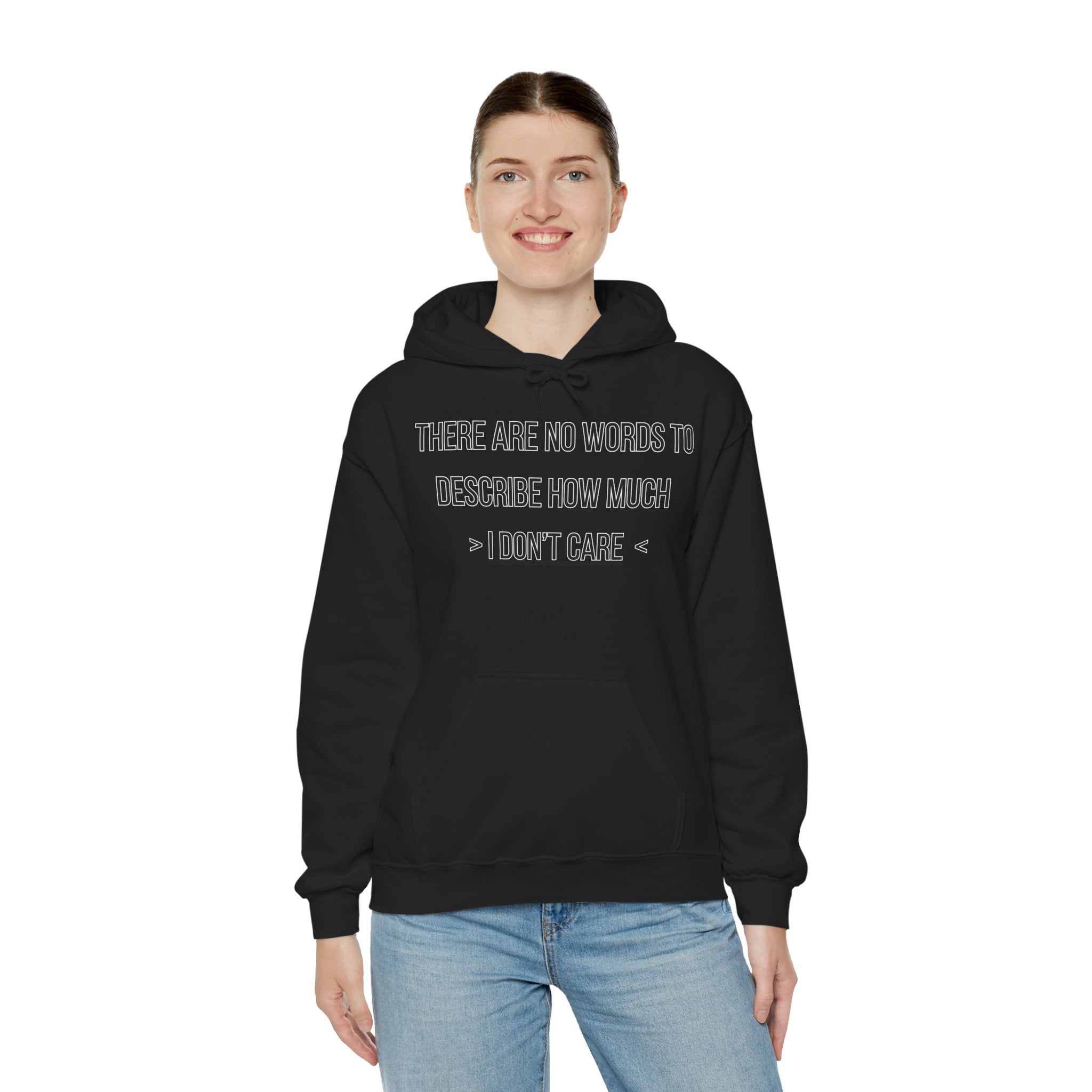 I Don't Care Hoodie | Unisex Heavy Blend Sweatshirt, Casual Wear, Gift for Friends, Cozy Fashion, Everyday Apparel