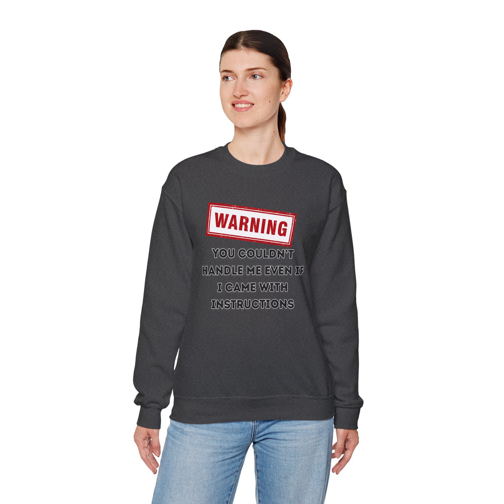 Warning Graphic Sweatshirt, Funny Crewneck for Laughter, Unisex Gift, Casual Style, Perfect for Everyday Wear