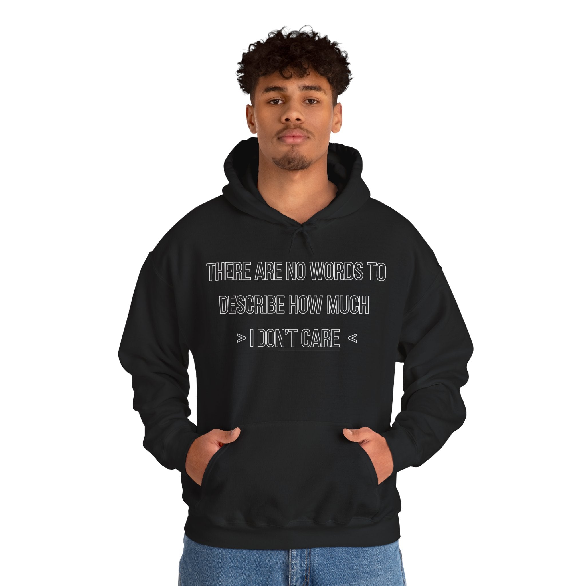 I Don't Care Hoodie | Unisex Heavy Blend Sweatshirt, Casual Wear, Gift for Friends, Cozy Fashion, Everyday Apparel