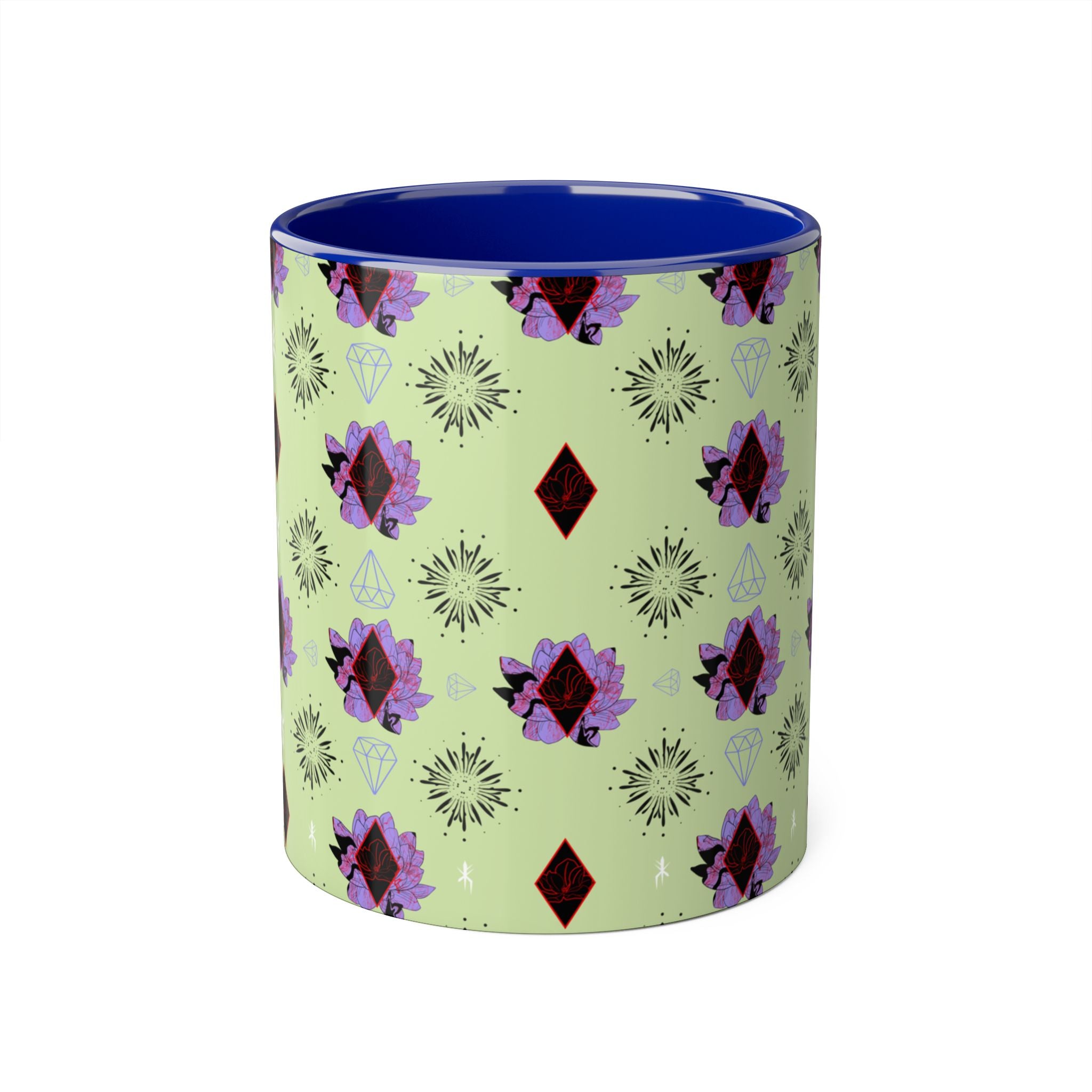 Geometric Floral Accent Mug — 11oz Decorative Coffee Cup