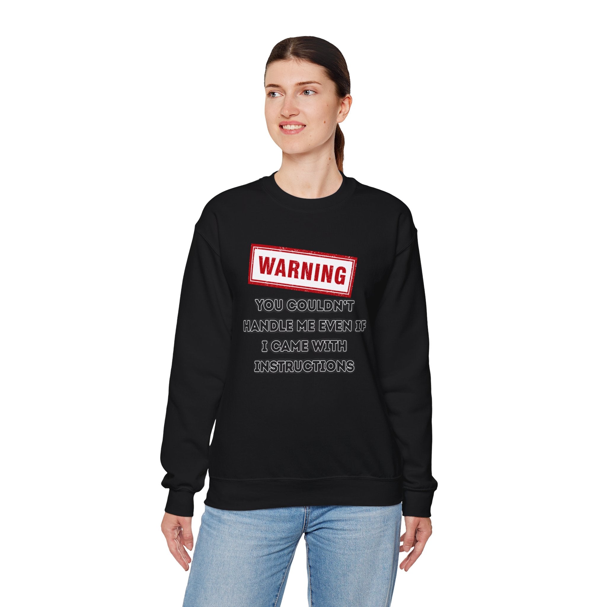 Warning Graphic Sweatshirt, Funny Crewneck for Laughter, Unisex Gift, Casual Style, Perfect for Everyday Wear