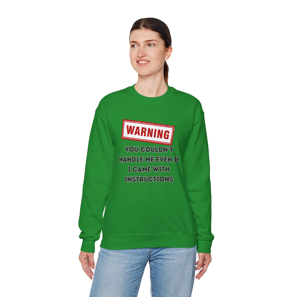 Warning Graphic Sweatshirt, Funny Crewneck for Laughter, Unisex Gift, Casual Style, Perfect for Everyday Wear