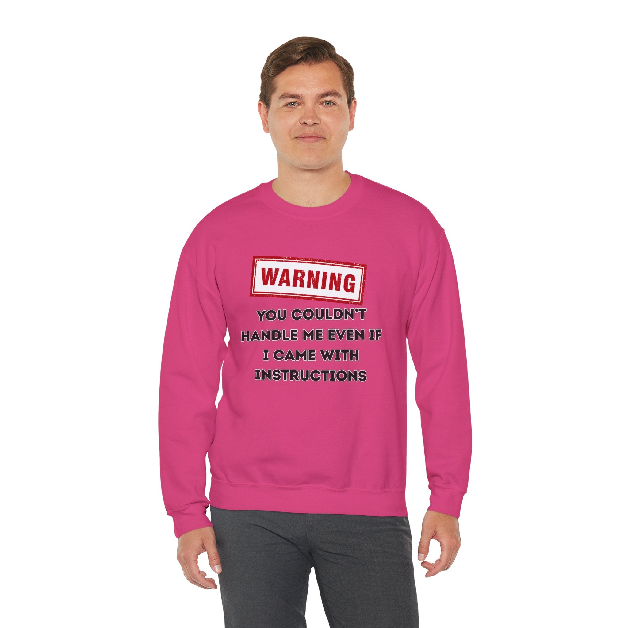 Warning Graphic Sweatshirt, Funny Crewneck for Laughter, Unisex Gift, Casual Style, Perfect for Everyday Wear