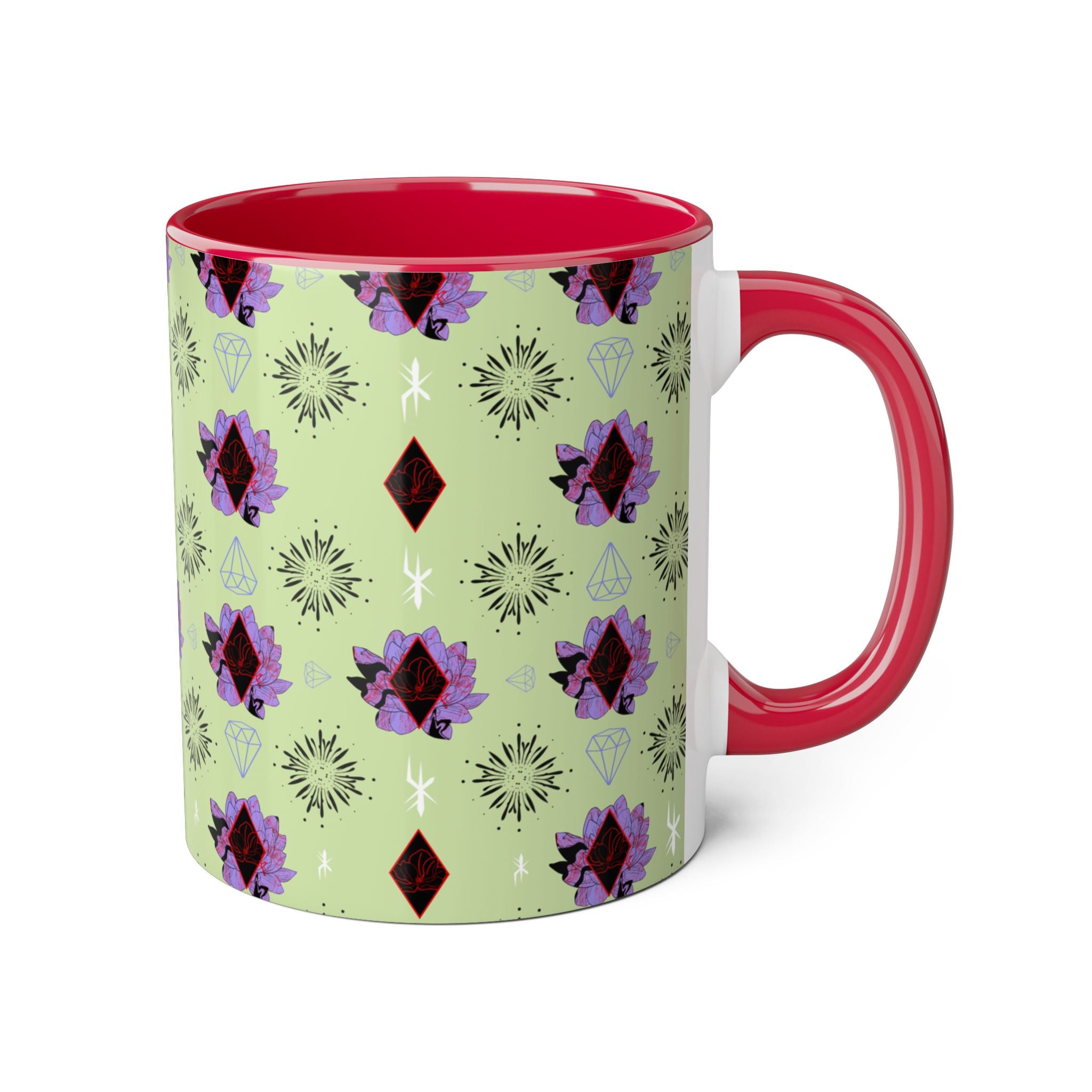 Geometric Floral Accent Mug — 11oz Decorative Coffee Cup