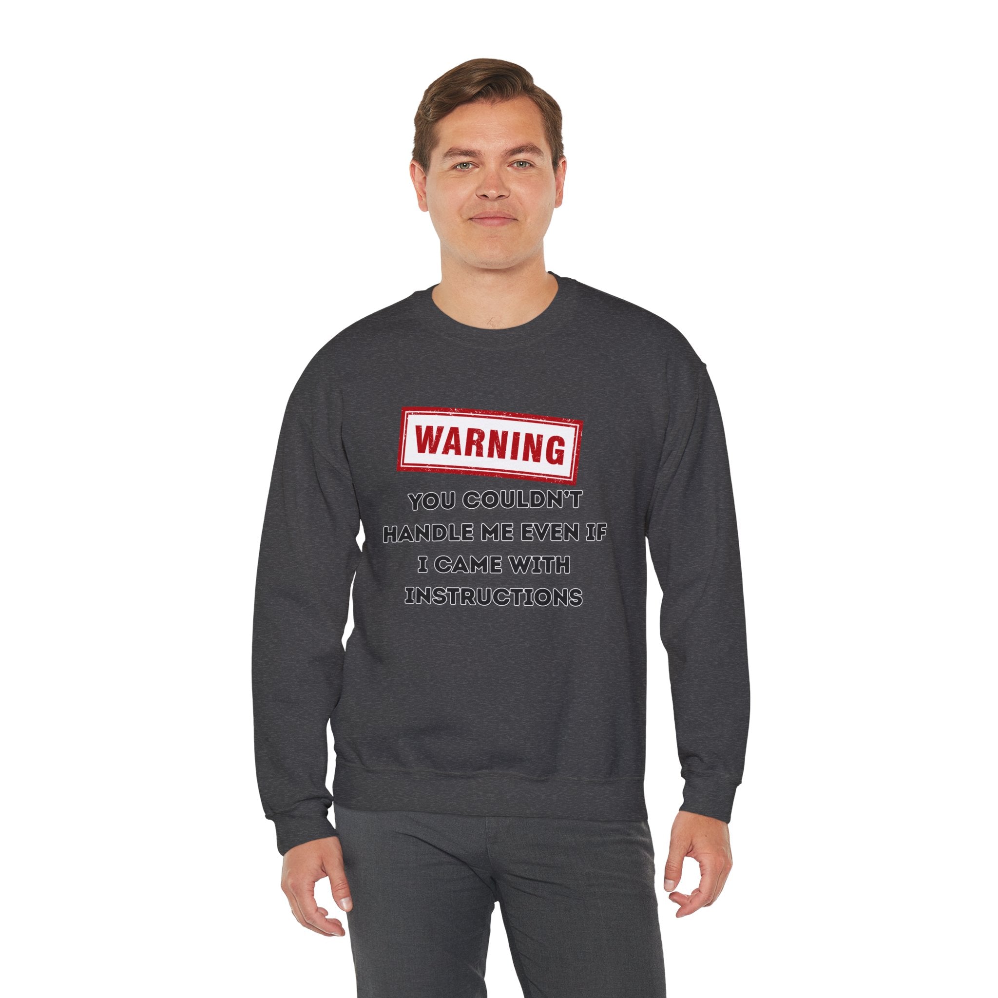 Warning Graphic Sweatshirt, Funny Crewneck for Laughter, Unisex Gift, Casual Style, Perfect for Everyday Wear