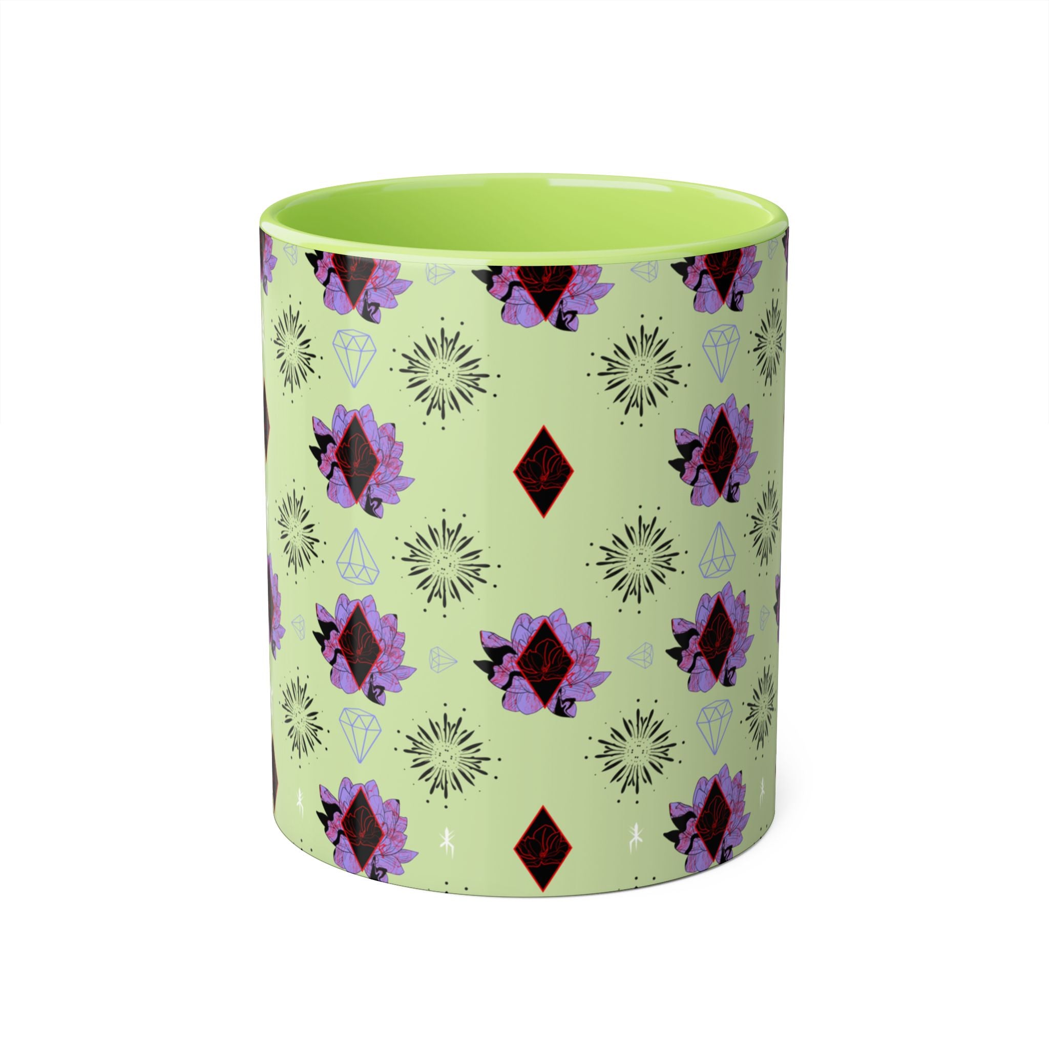 Geometric Floral Accent Mug — 11oz Decorative Coffee Cup