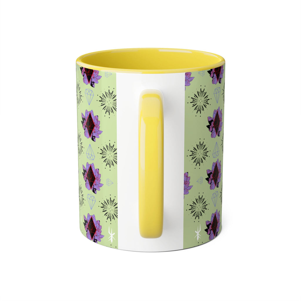 Geometric Floral Accent Mug — 11oz Decorative Coffee Cup