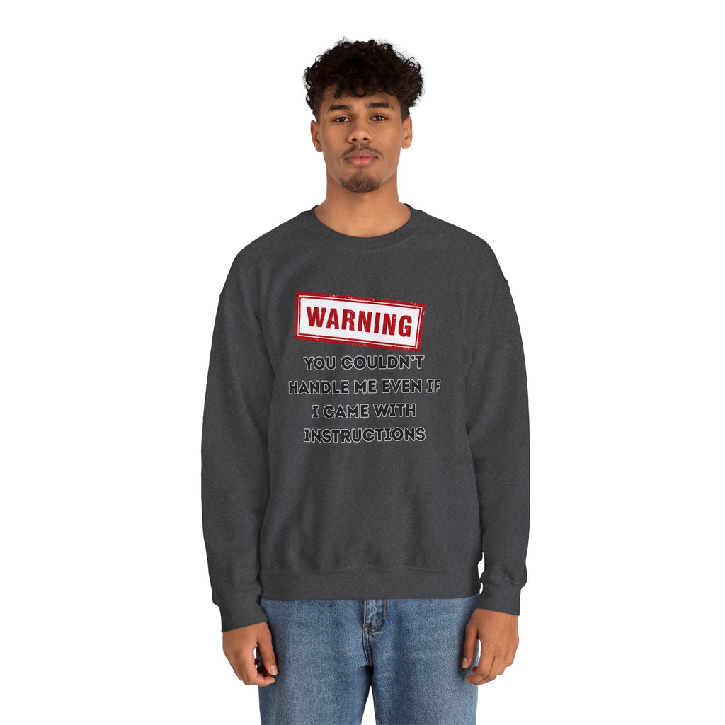 Warning Graphic Sweatshirt, Funny Crewneck for Laughter, Unisex Gift, Casual Style, Perfect for Everyday Wear