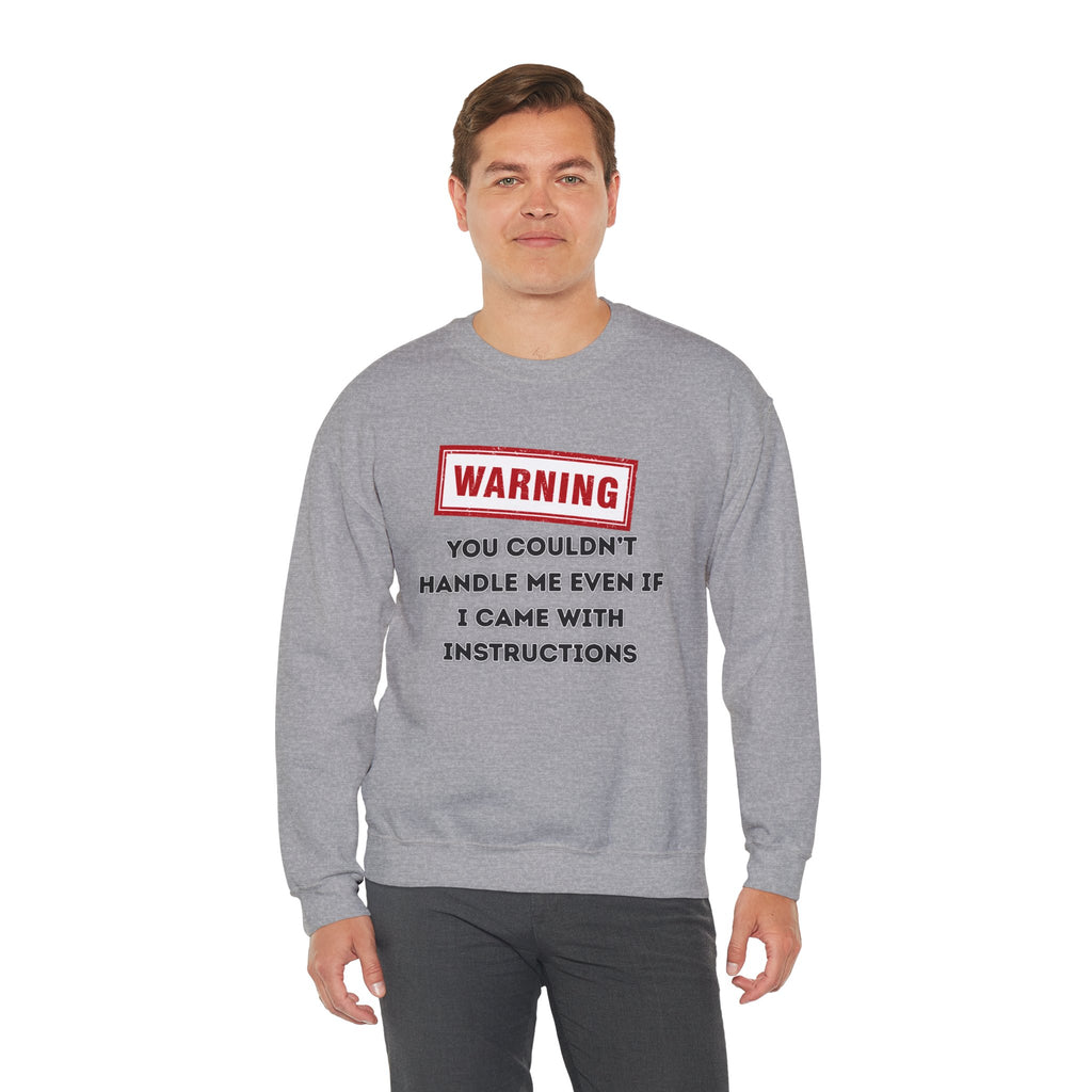 Warning Graphic Sweatshirt, Funny Crewneck for Laughter, Unisex Gift, Casual Style, Perfect for Everyday Wear