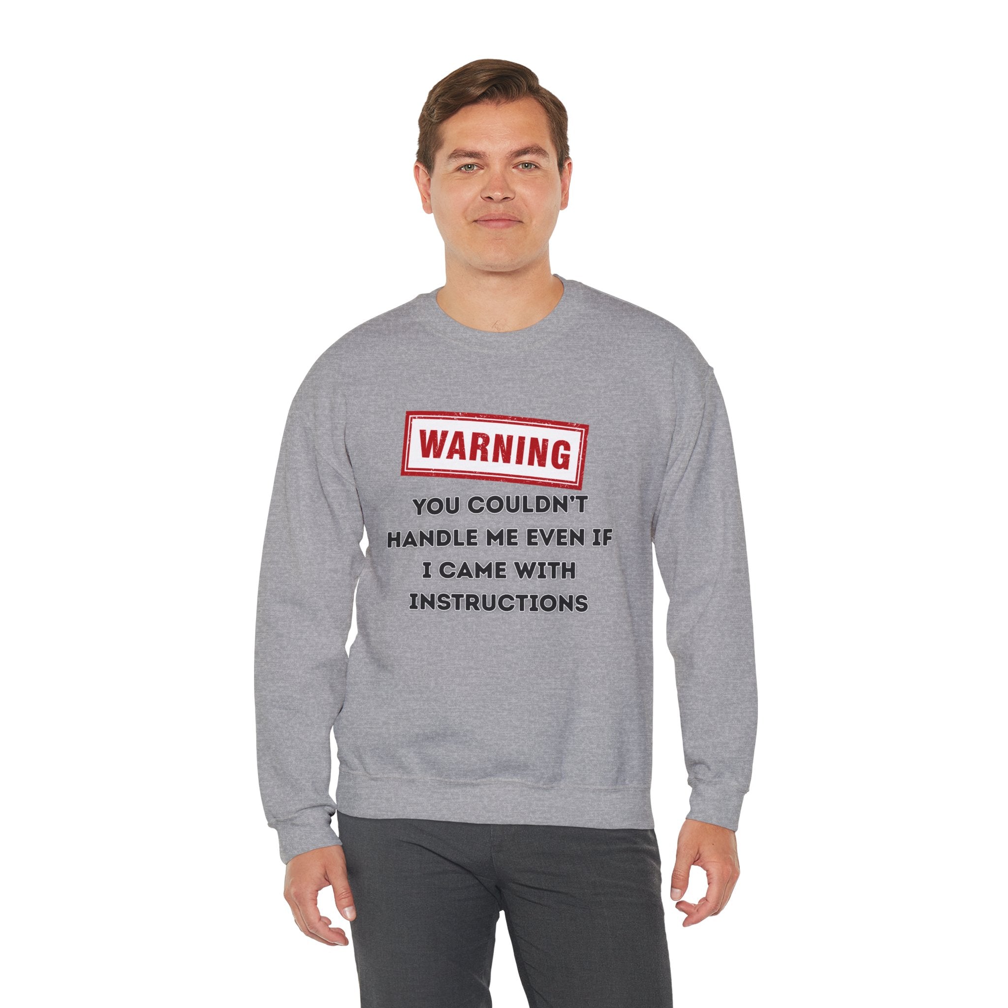 Warning Graphic Sweatshirt, Funny Crewneck for Laughter, Unisex Gift, Casual Style, Perfect for Everyday Wear