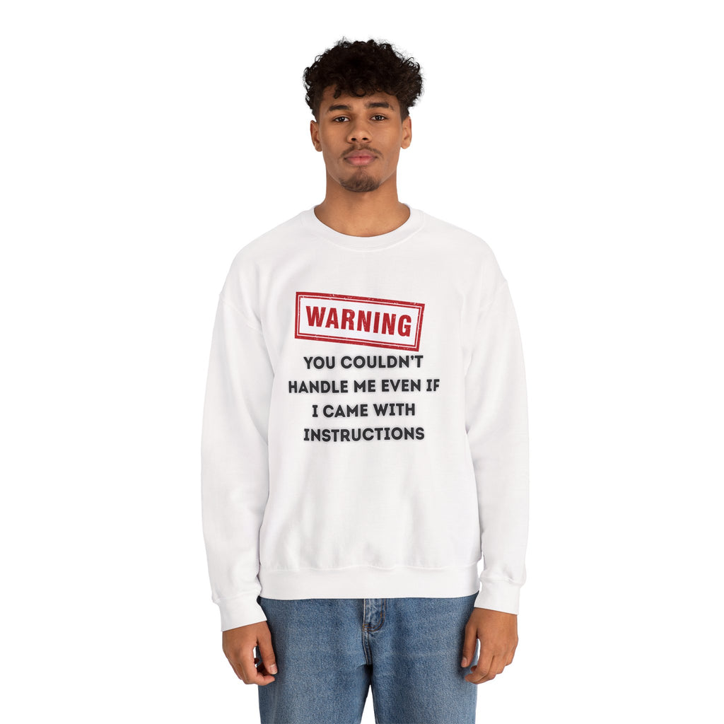 Warning Graphic Sweatshirt, Funny Crewneck for Laughter, Unisex Gift, Casual Style, Perfect for Everyday Wear