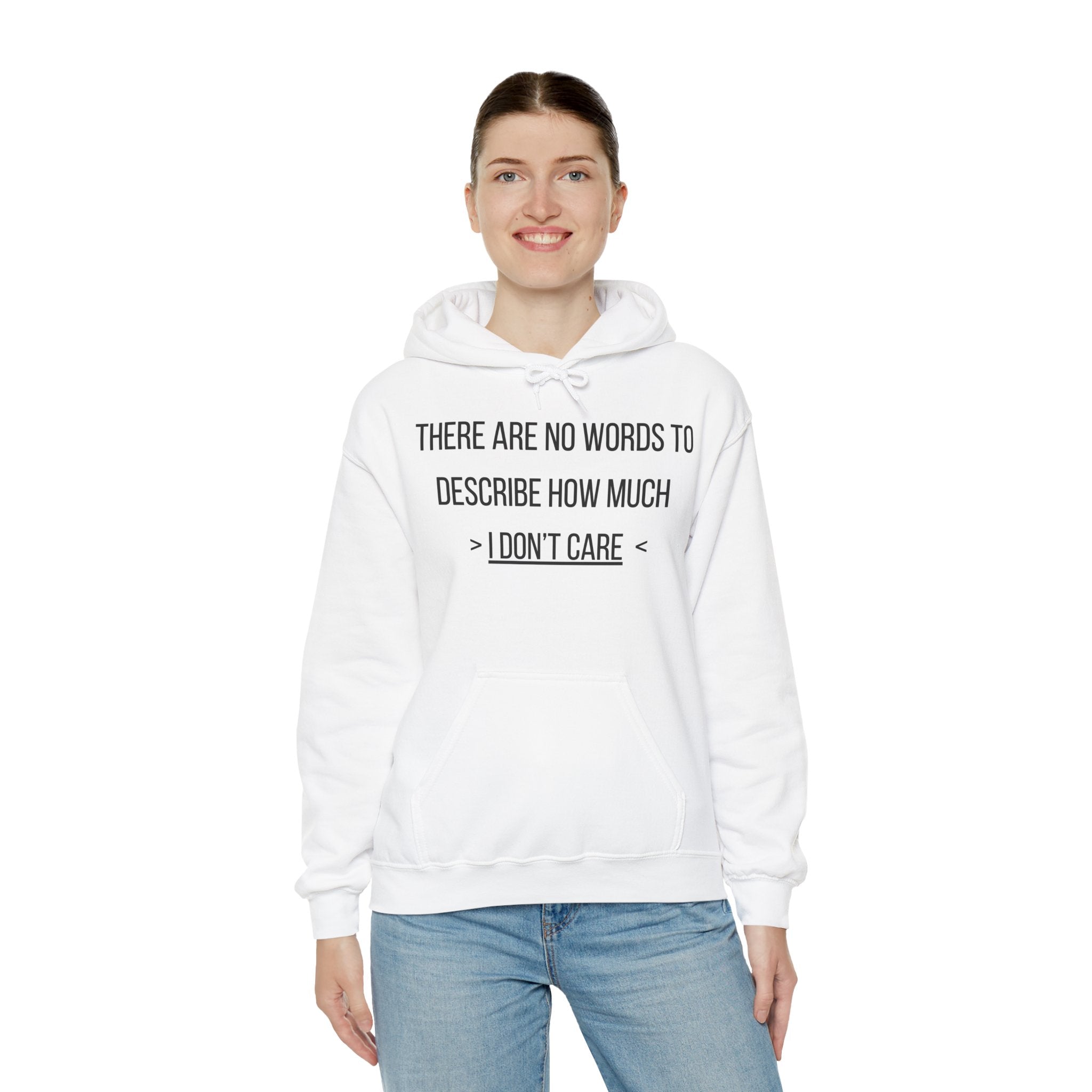 I Don't Care Hoodie | Unisex Heavy Blend Sweatshirt, Casual Wear, Gift for Friends, Cozy Fashion, Everyday Apparel