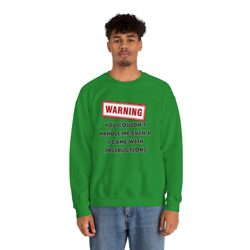 Warning Graphic Sweatshirt, Funny Crewneck for Laughter, Unisex Gift, Casual Style, Perfect for Everyday Wear