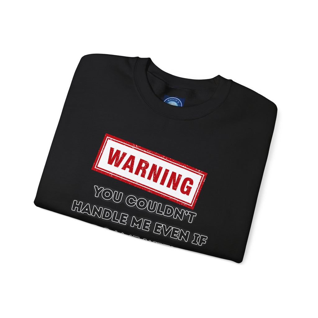Warning Graphic Sweatshirt, Funny Crewneck for Laughter, Unisex Gift, Casual Style, Perfect for Everyday Wear