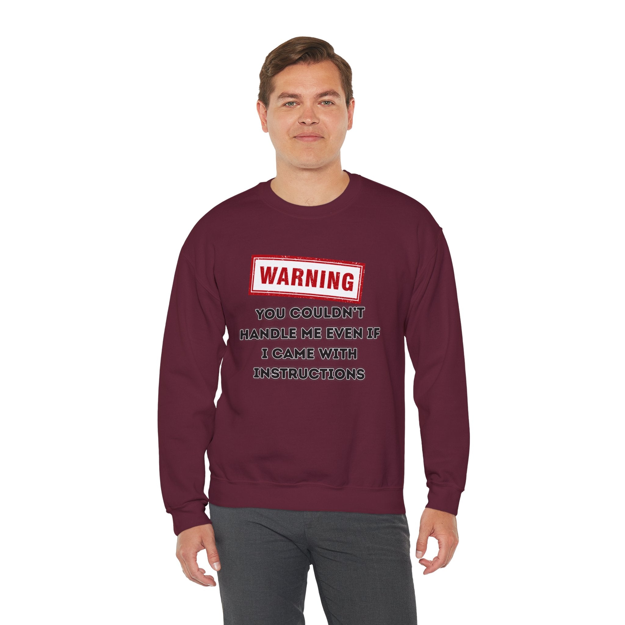 Warning Graphic Sweatshirt, Funny Crewneck for Laughter, Unisex Gift, Casual Style, Perfect for Everyday Wear