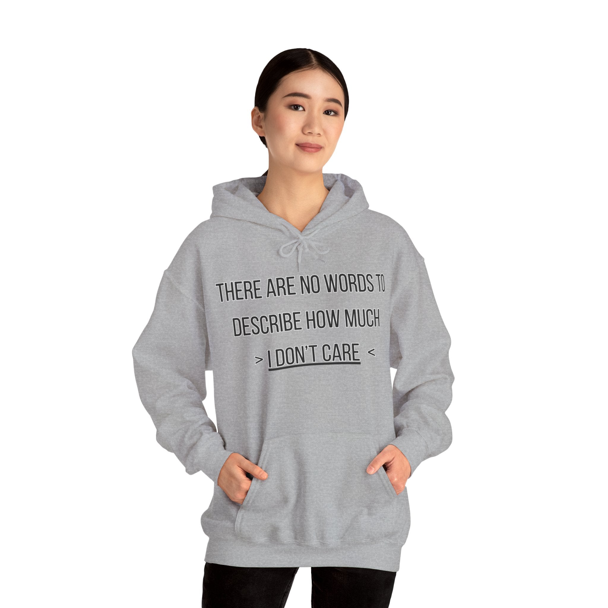 I Don't Care Hoodie | Unisex Heavy Blend Sweatshirt, Casual Wear, Gift for Friends, Cozy Fashion, Everyday Apparel
