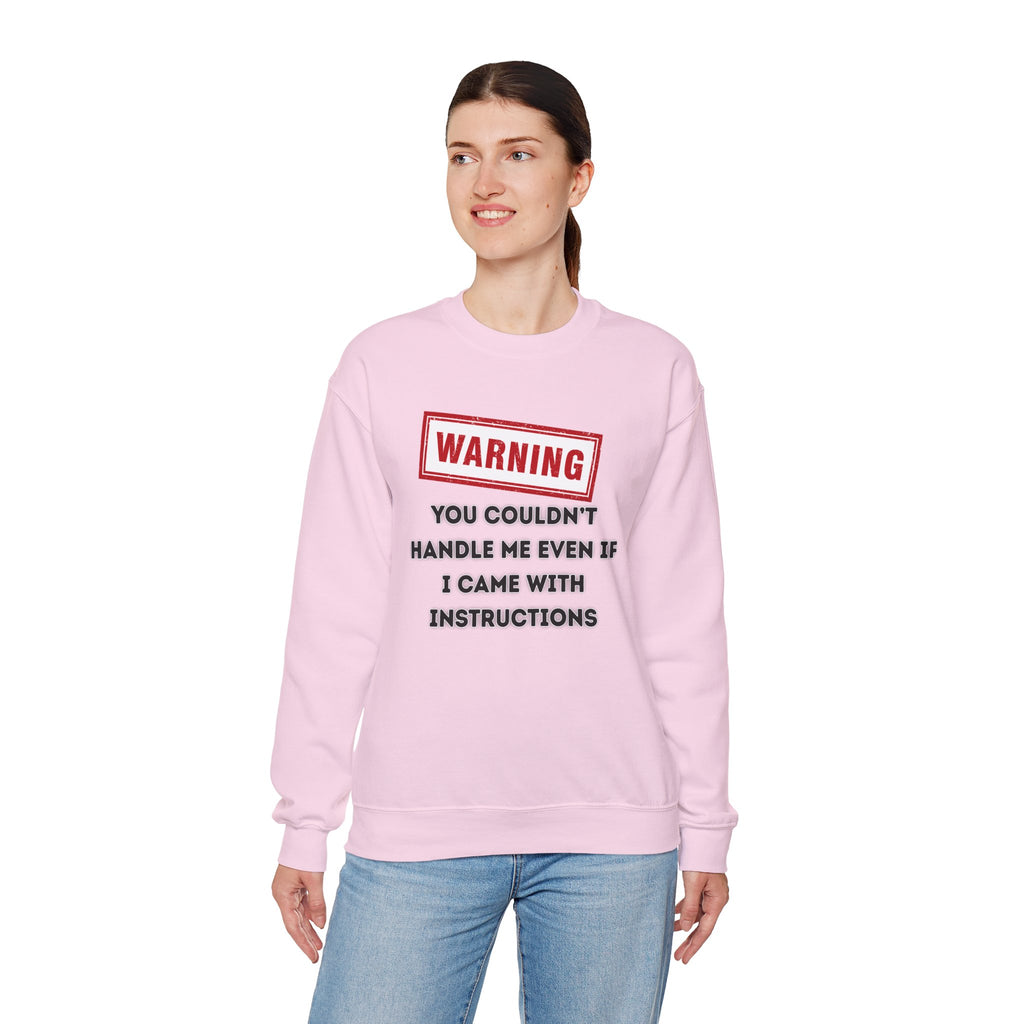 Warning Graphic Sweatshirt, Funny Crewneck for Laughter, Unisex Gift, Casual Style, Perfect for Everyday Wear