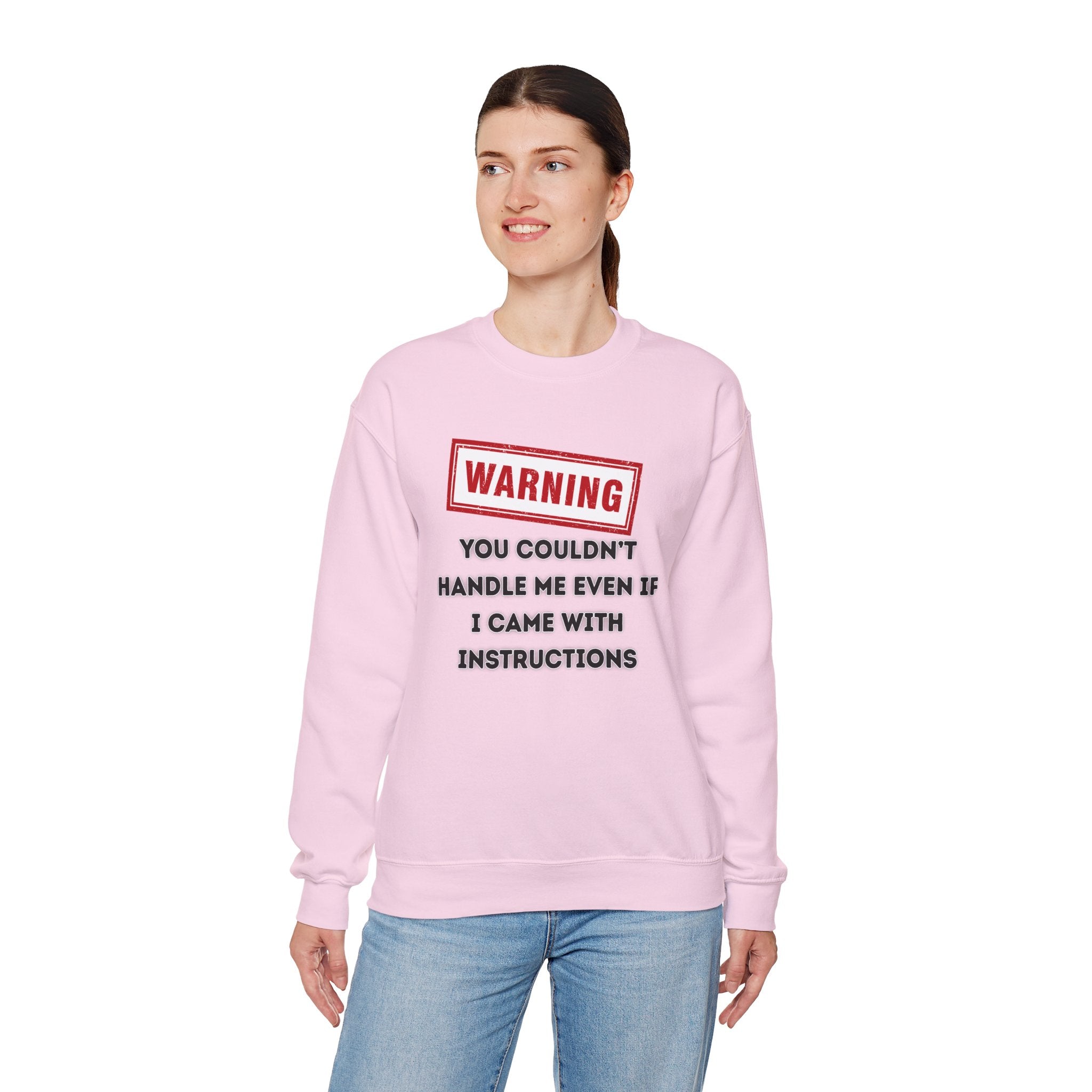 Warning Graphic Sweatshirt, Funny Crewneck for Laughter, Unisex Gift, Casual Style, Perfect for Everyday Wear