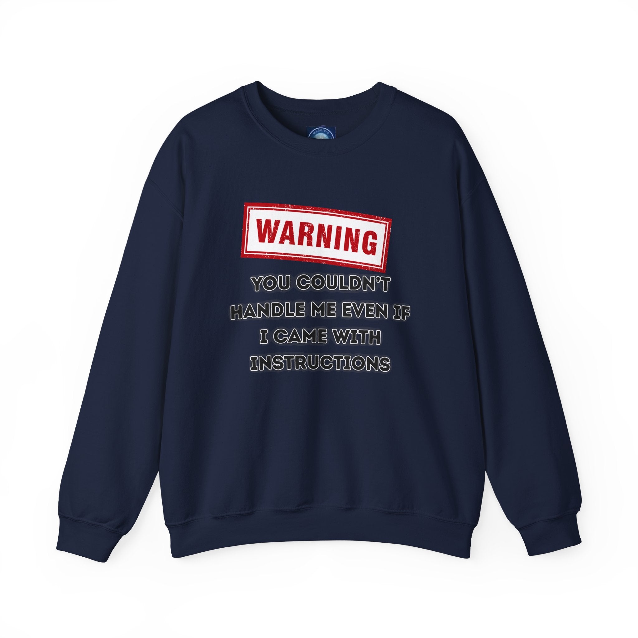 Warning Graphic Sweatshirt, Funny Crewneck for Laughter, Unisex Gift, Casual Style, Perfect for Everyday Wear