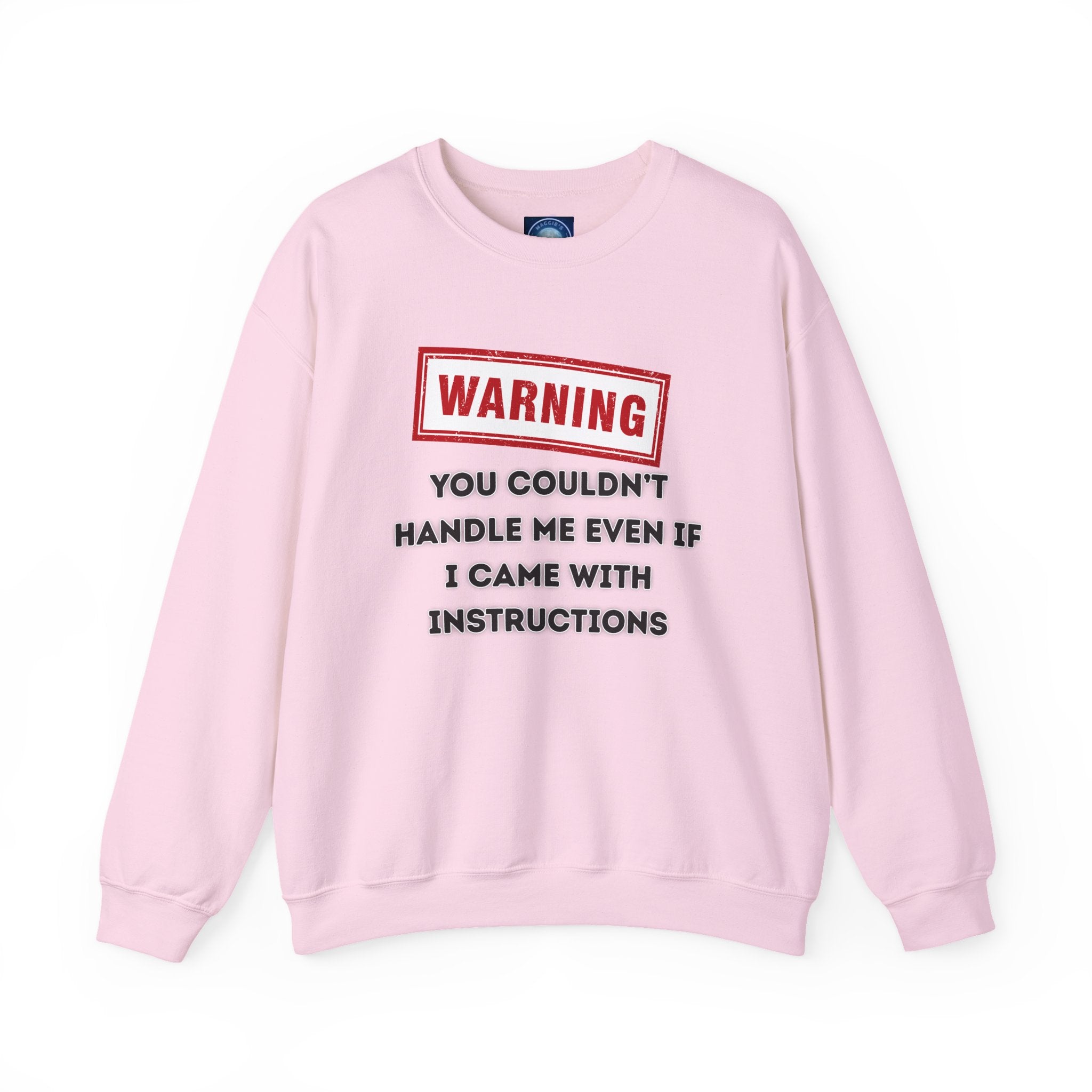Warning Graphic Sweatshirt, Funny Crewneck for Laughter, Unisex Gift, Casual Style, Perfect for Everyday Wear