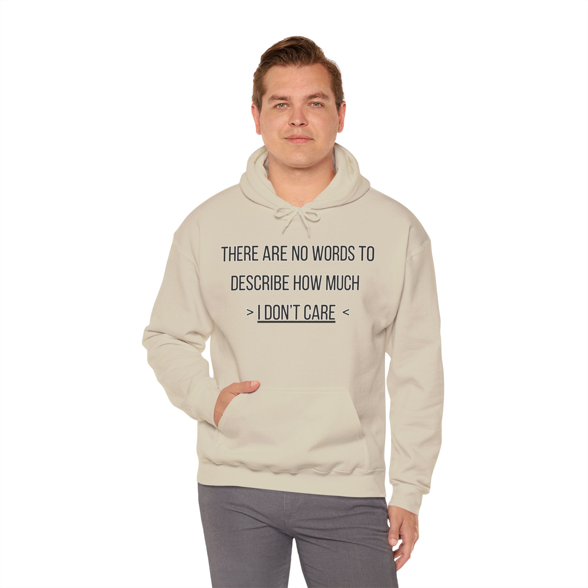 I Don't Care Hoodie | Unisex Heavy Blend Sweatshirt, Casual Wear, Gift for Friends, Cozy Fashion, Everyday Apparel