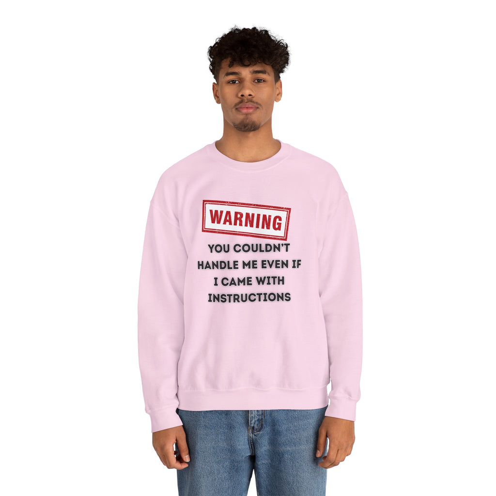 Warning Graphic Sweatshirt, Funny Crewneck for Laughter, Unisex Gift, Casual Style, Perfect for Everyday Wear