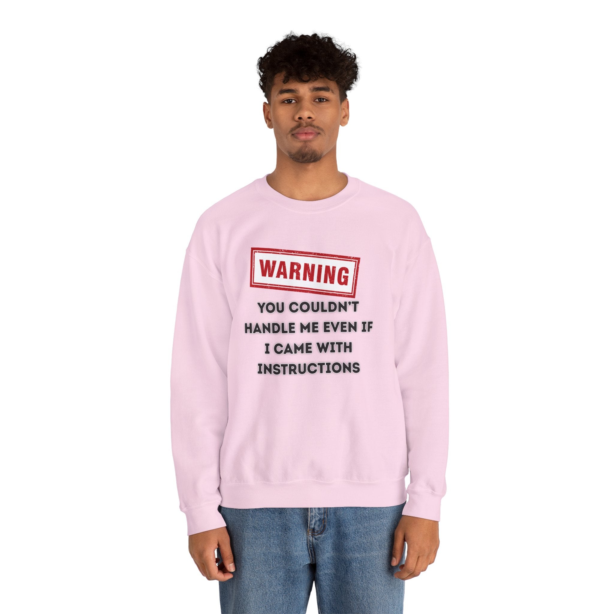 Warning Graphic Sweatshirt, Funny Crewneck for Laughter, Unisex Gift, Casual Style, Perfect for Everyday Wear
