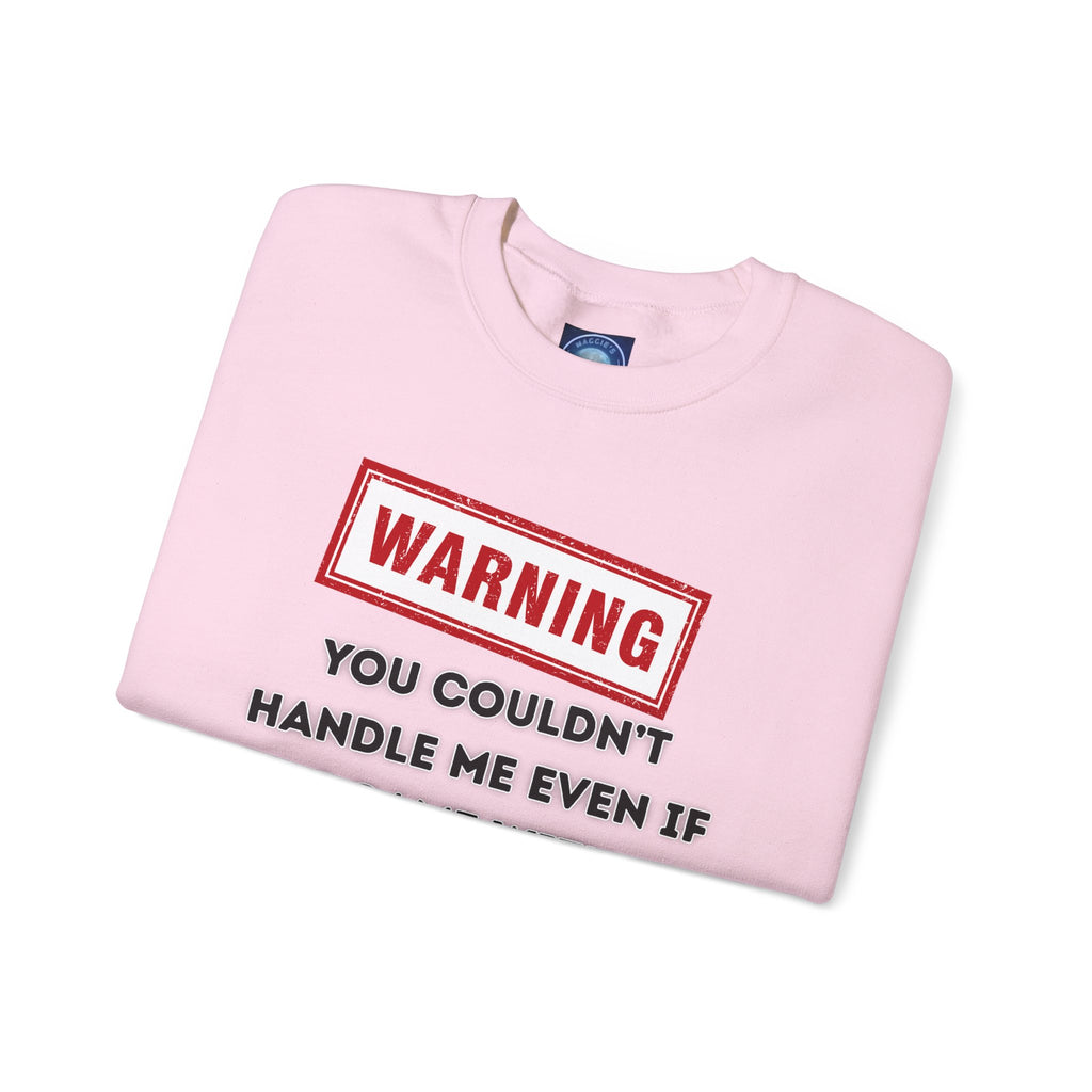 Warning Graphic Sweatshirt, Funny Crewneck for Laughter, Unisex Gift, Casual Style, Perfect for Everyday Wear