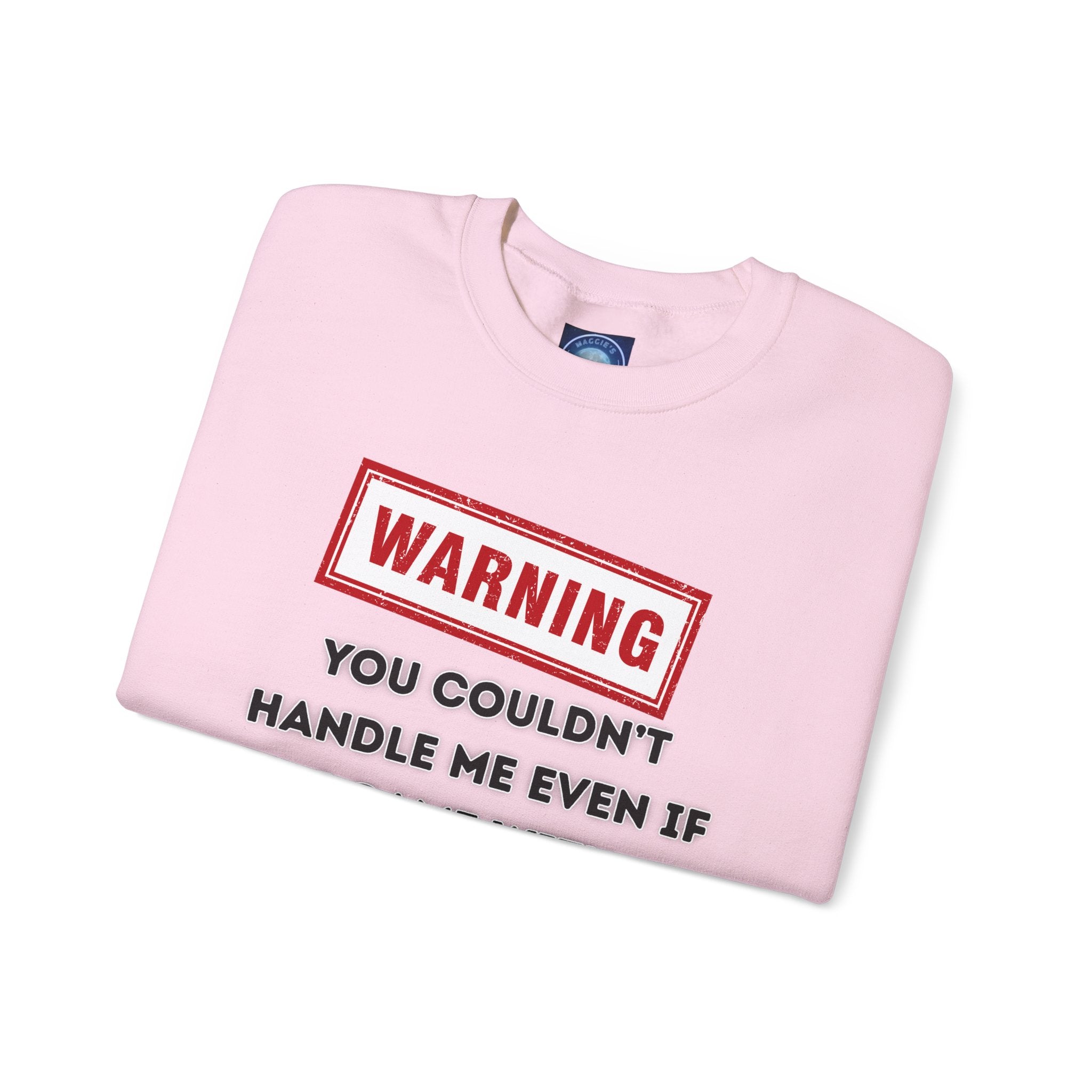 Warning Graphic Sweatshirt, Funny Crewneck for Laughter, Unisex Gift, Casual Style, Perfect for Everyday Wear